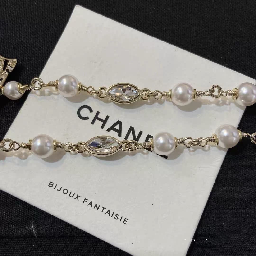 Chanel Pearl and Crystal Bow Necklace