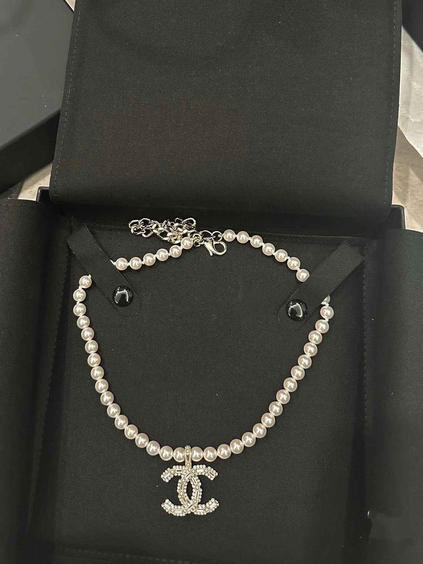 Chanel Pearl Necklace with CC Pendant