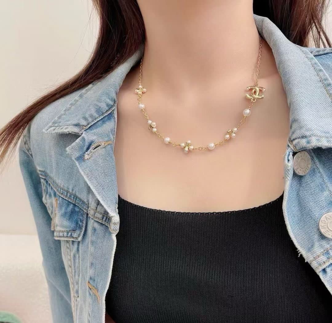 Chanel Pearl and CC Logo Necklace