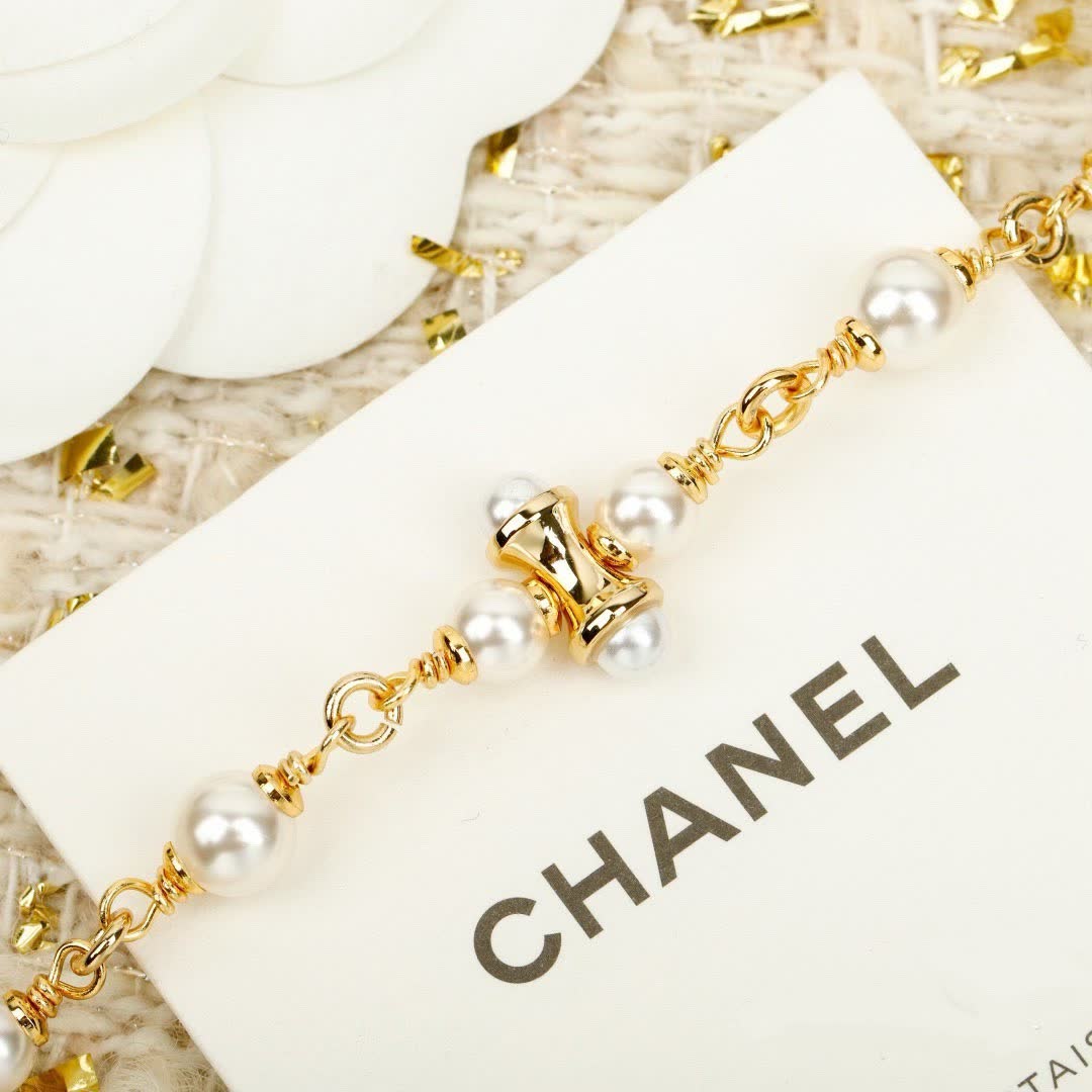 Chanel Pearl and CC Logo Necklace