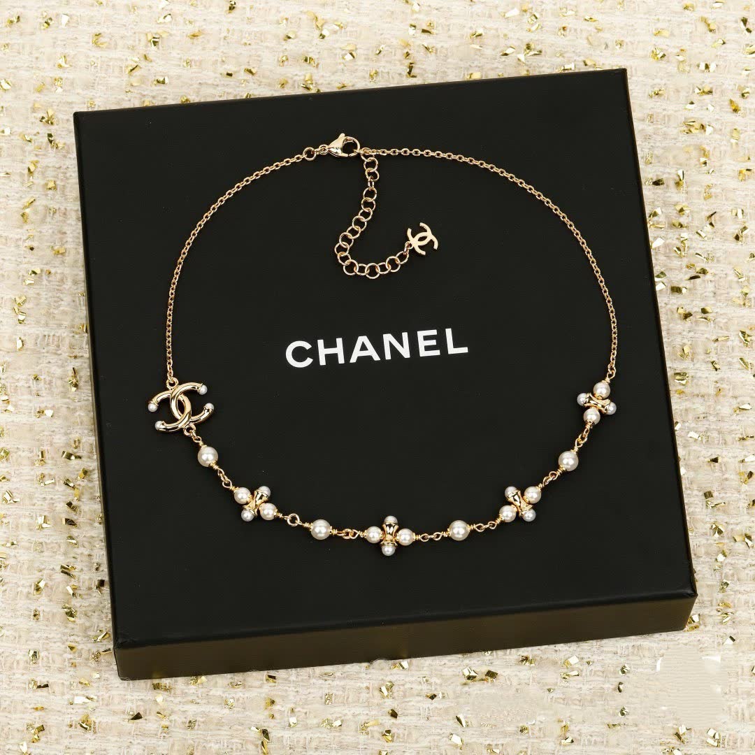 Chanel Pearl and CC Logo Necklace
