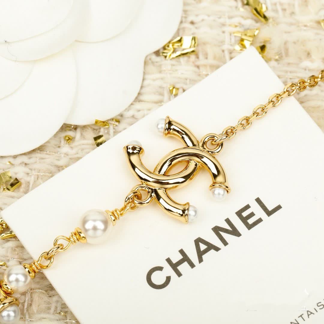 Chanel Pearl and CC Logo Necklace