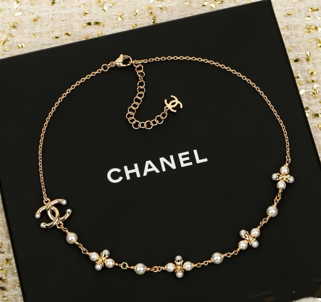 Chanel Pearl and CC Logo Necklace
