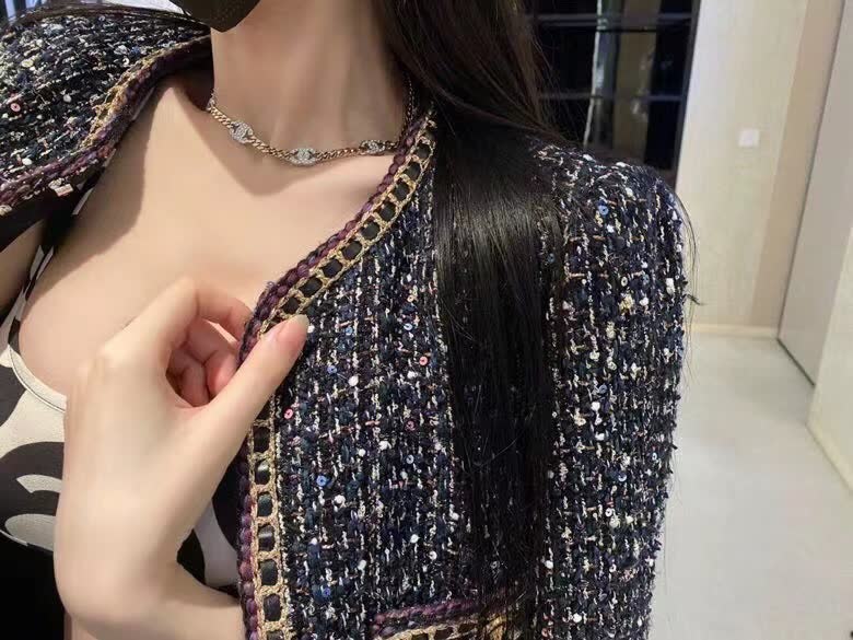 Chanel Gold and Silver Chain Necklace with CC Logo