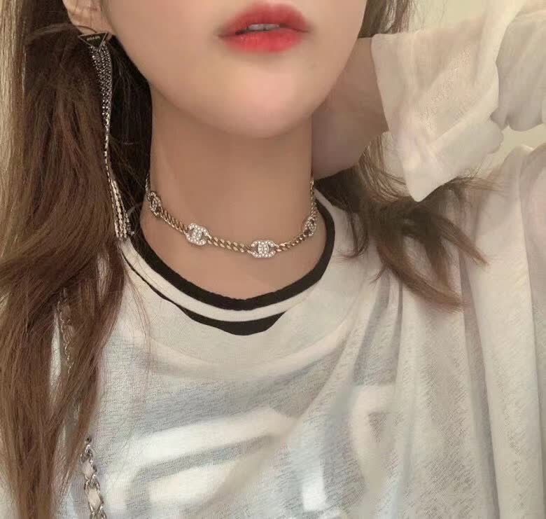 Chanel Gold and Silver Chain Necklace with CC Logo