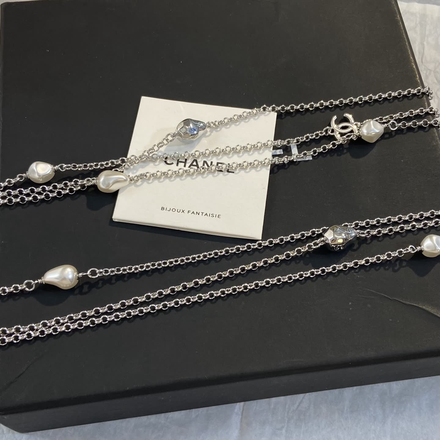 Chanel Double Chain Necklace with Pearls
