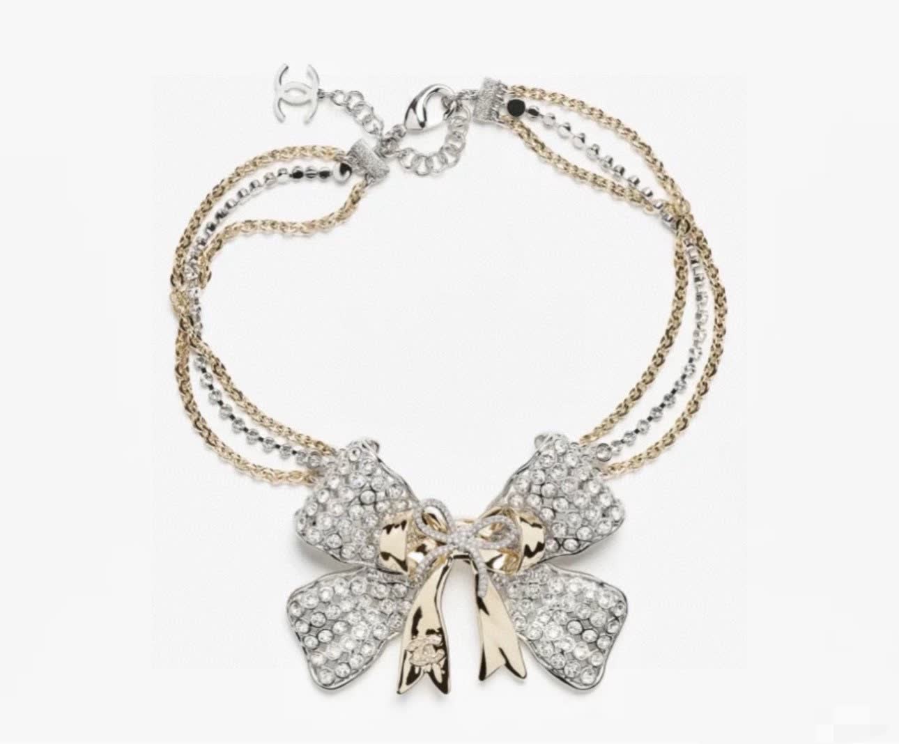 Chanel Crystal Bow Necklace