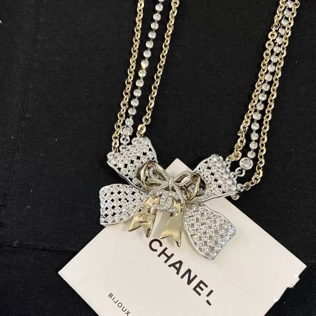 Chanel Silver Bow Statement Necklace
