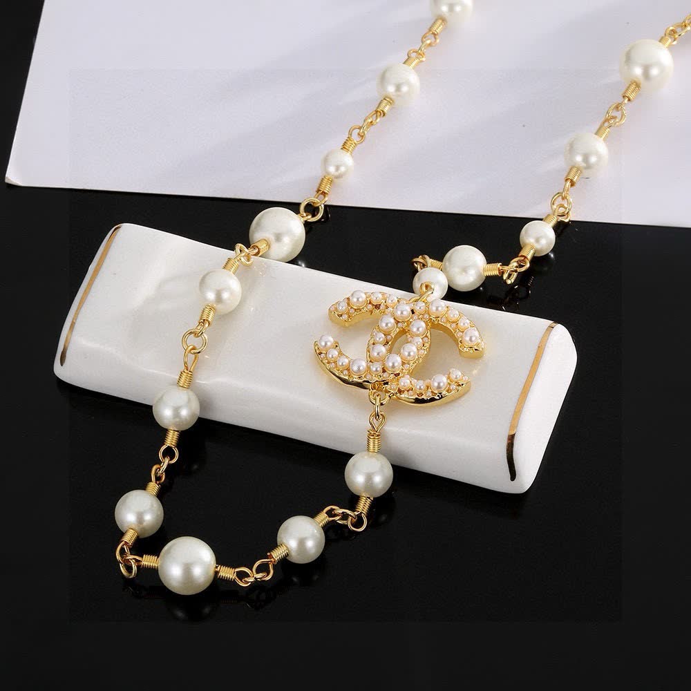 Chanel Pearl & CC Logo Necklace