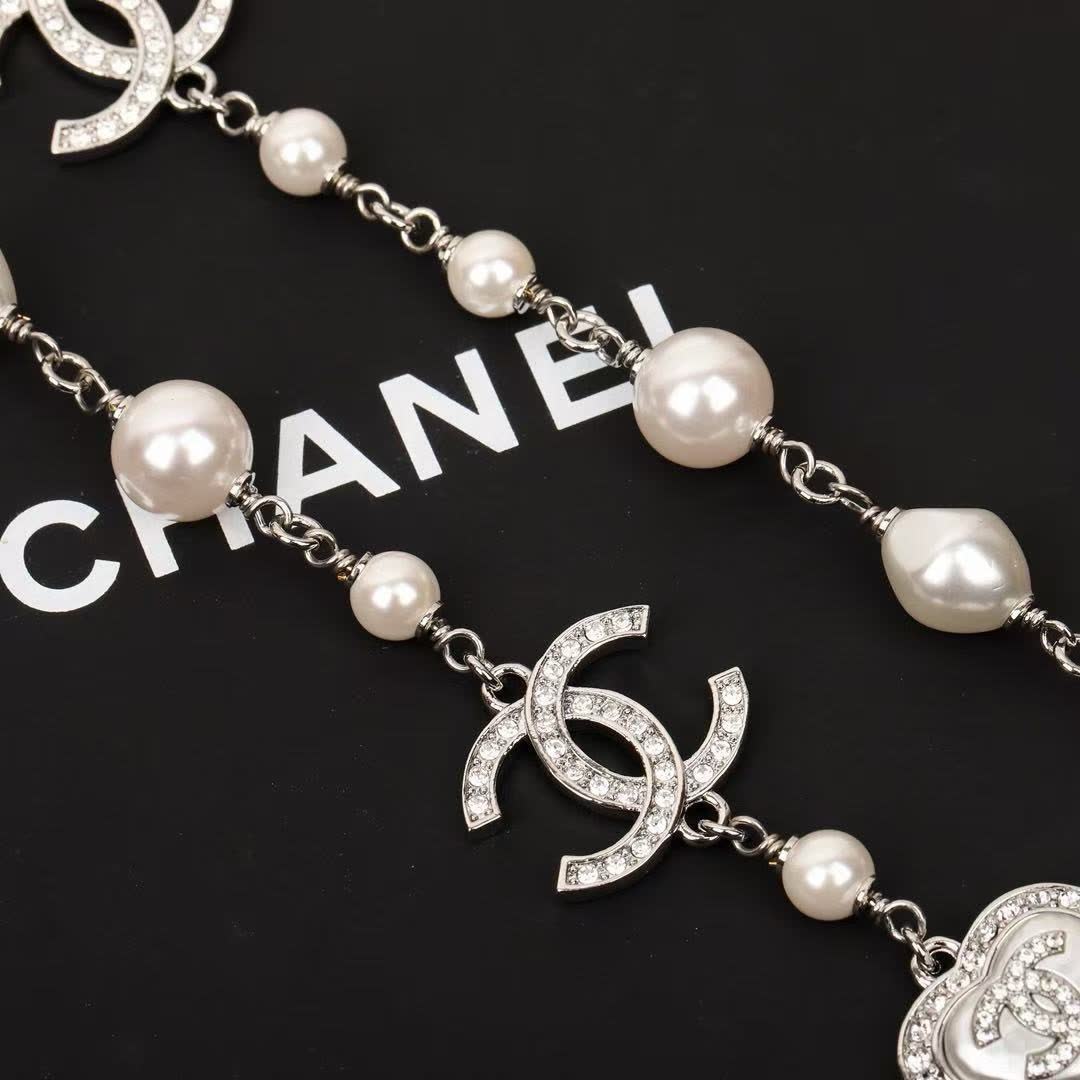 Chanel Pearl and Heart Charm Necklace
