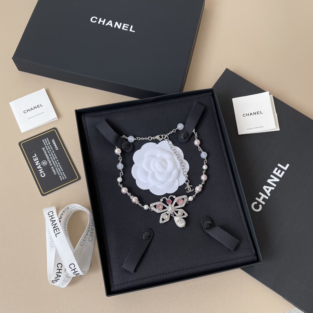 Chanel Butterfly Pearl Necklace