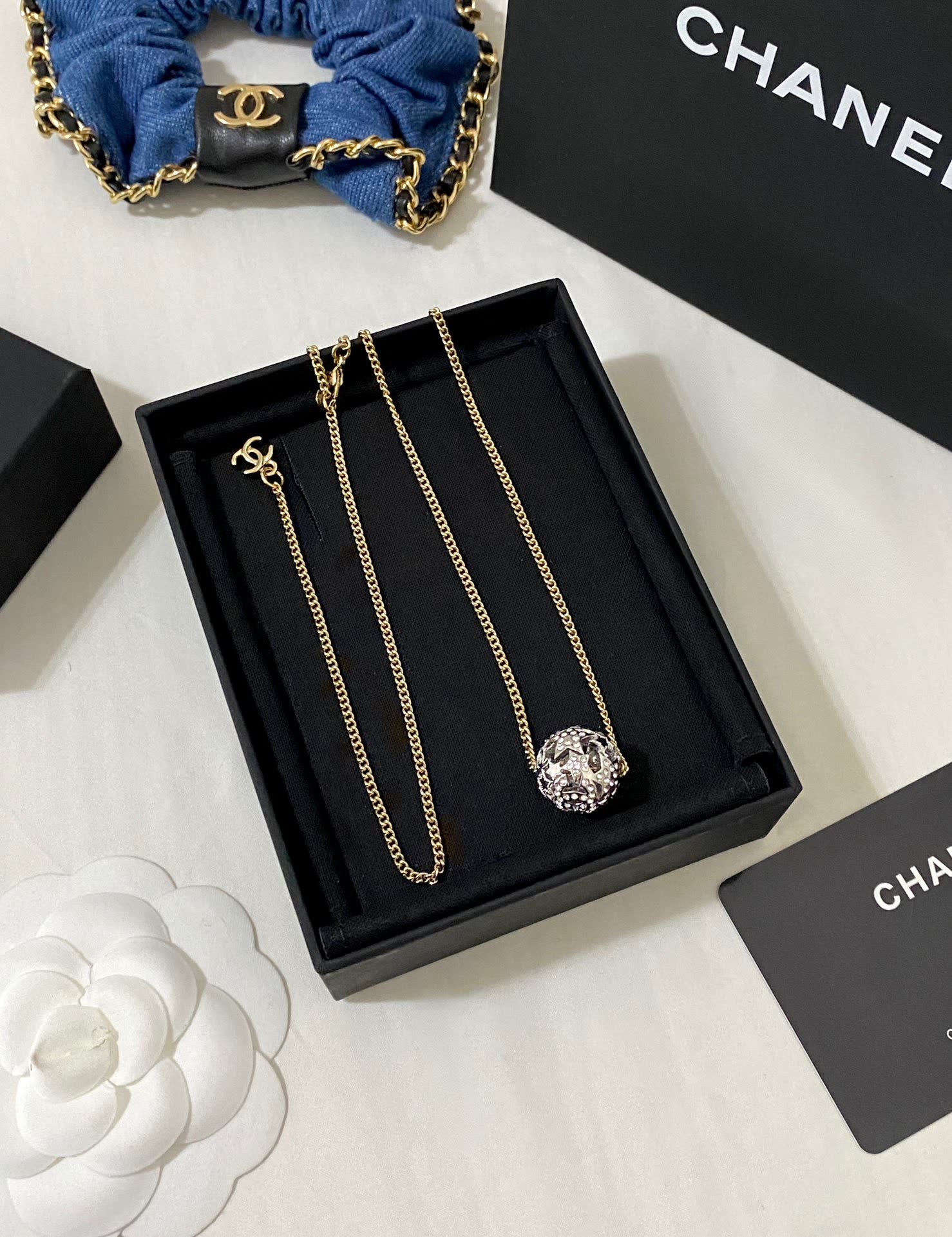 Chanel Gold Chain with Crystal Embellished Pendant