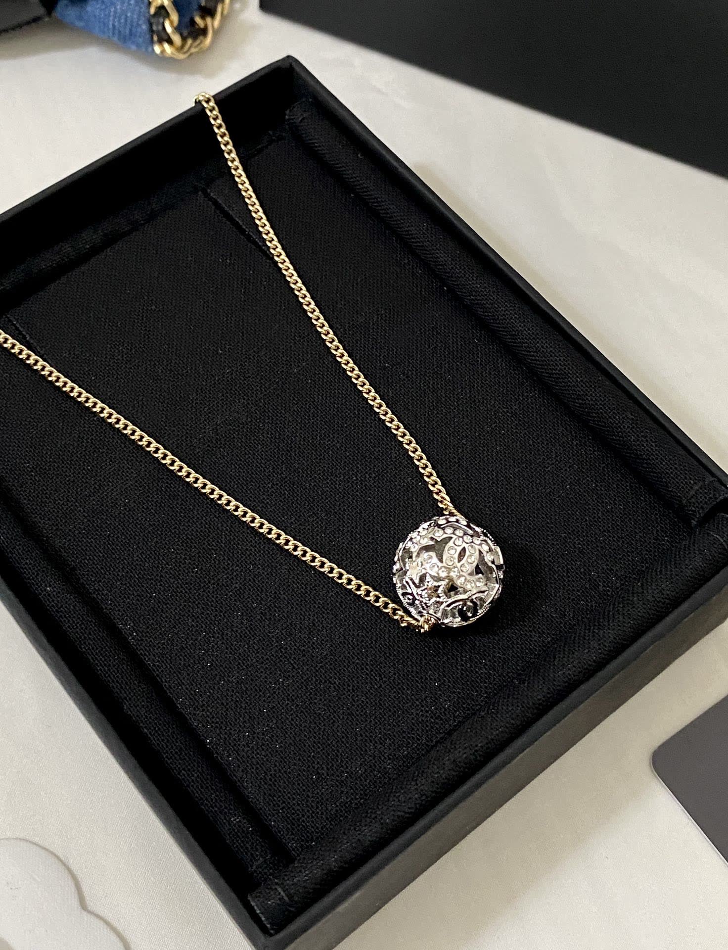 Chanel Gold Chain with Crystal Embellished Pendant
