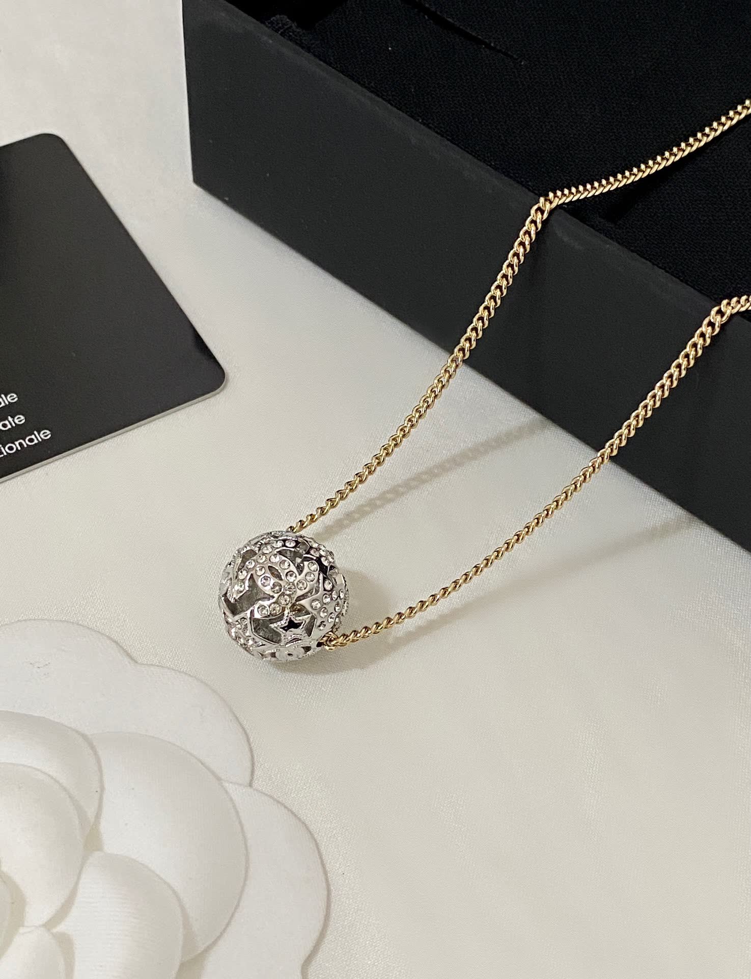 Chanel Gold Chain with Crystal Embellished Pendant