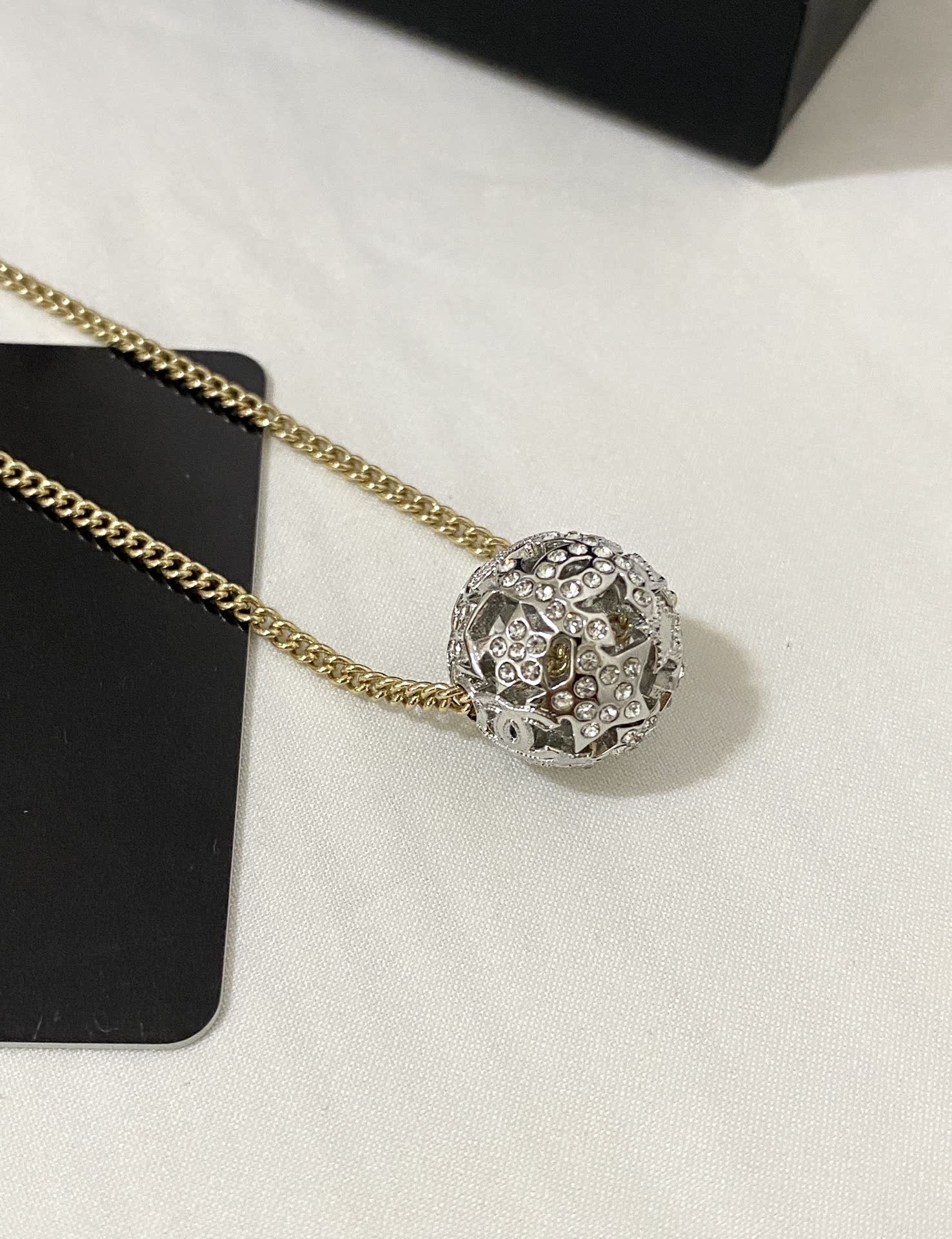 Chanel Gold Chain with Crystal Embellished Pendant