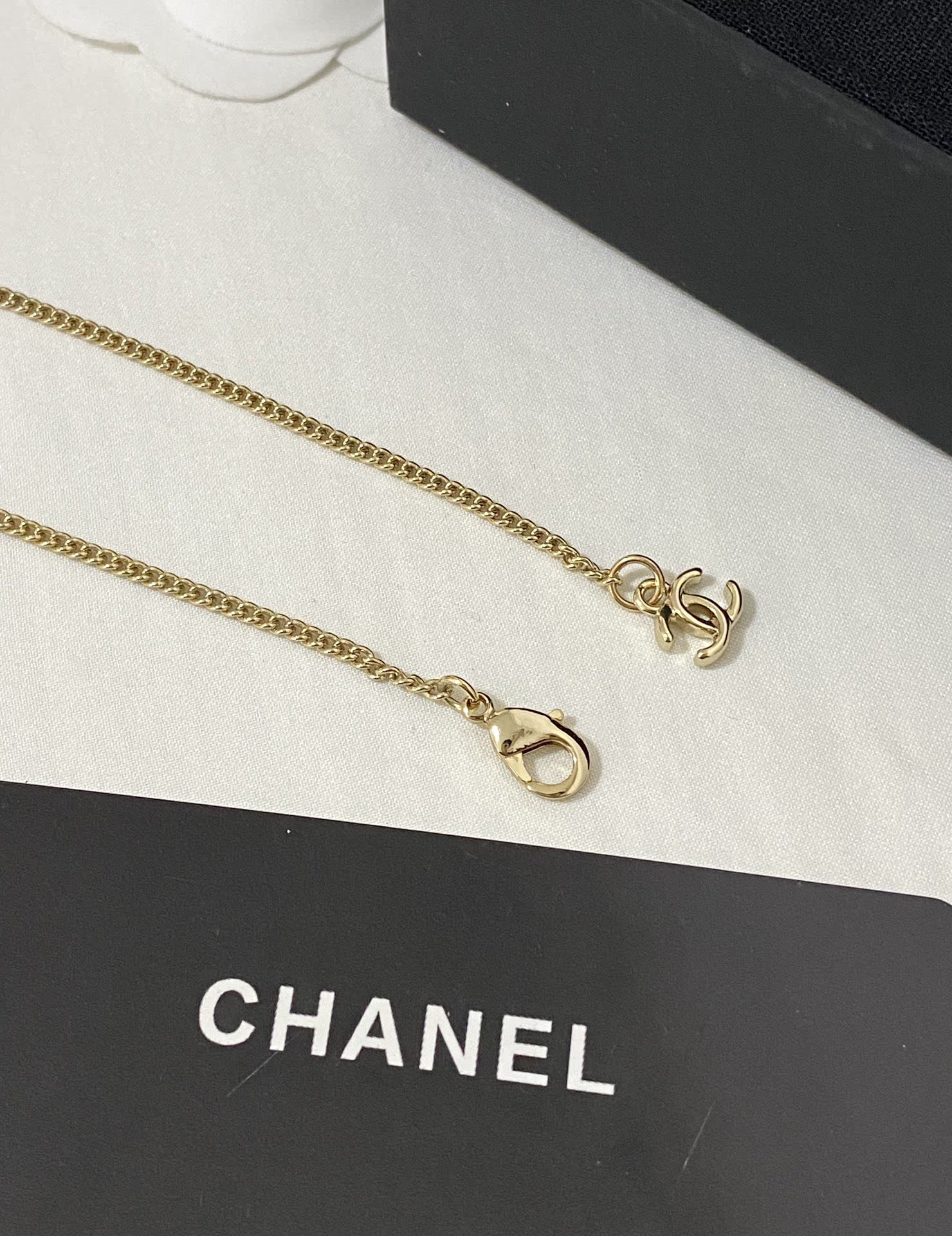 Chanel Gold Chain with Crystal Embellished Pendant