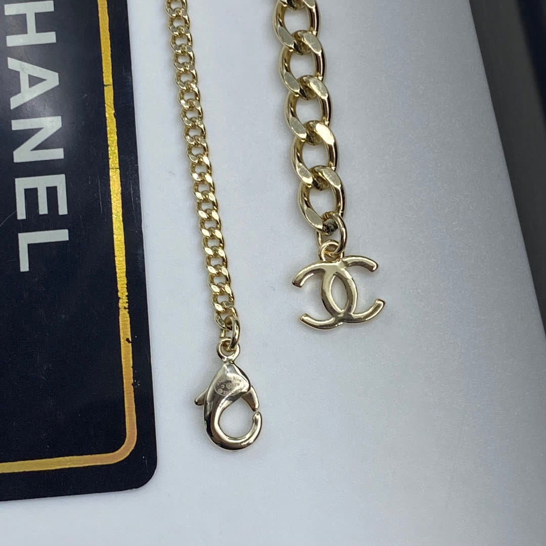 Chanel CC Logo Crystal Pendant Necklace