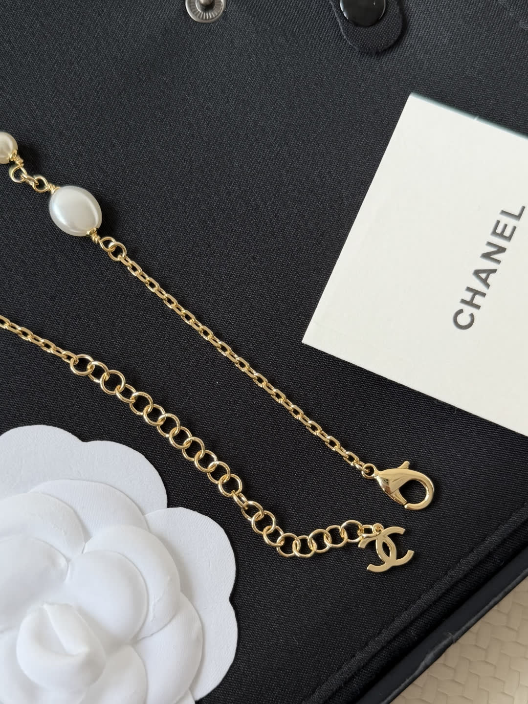 Chanel Elegant Pearl and Enamel Flower Necklace