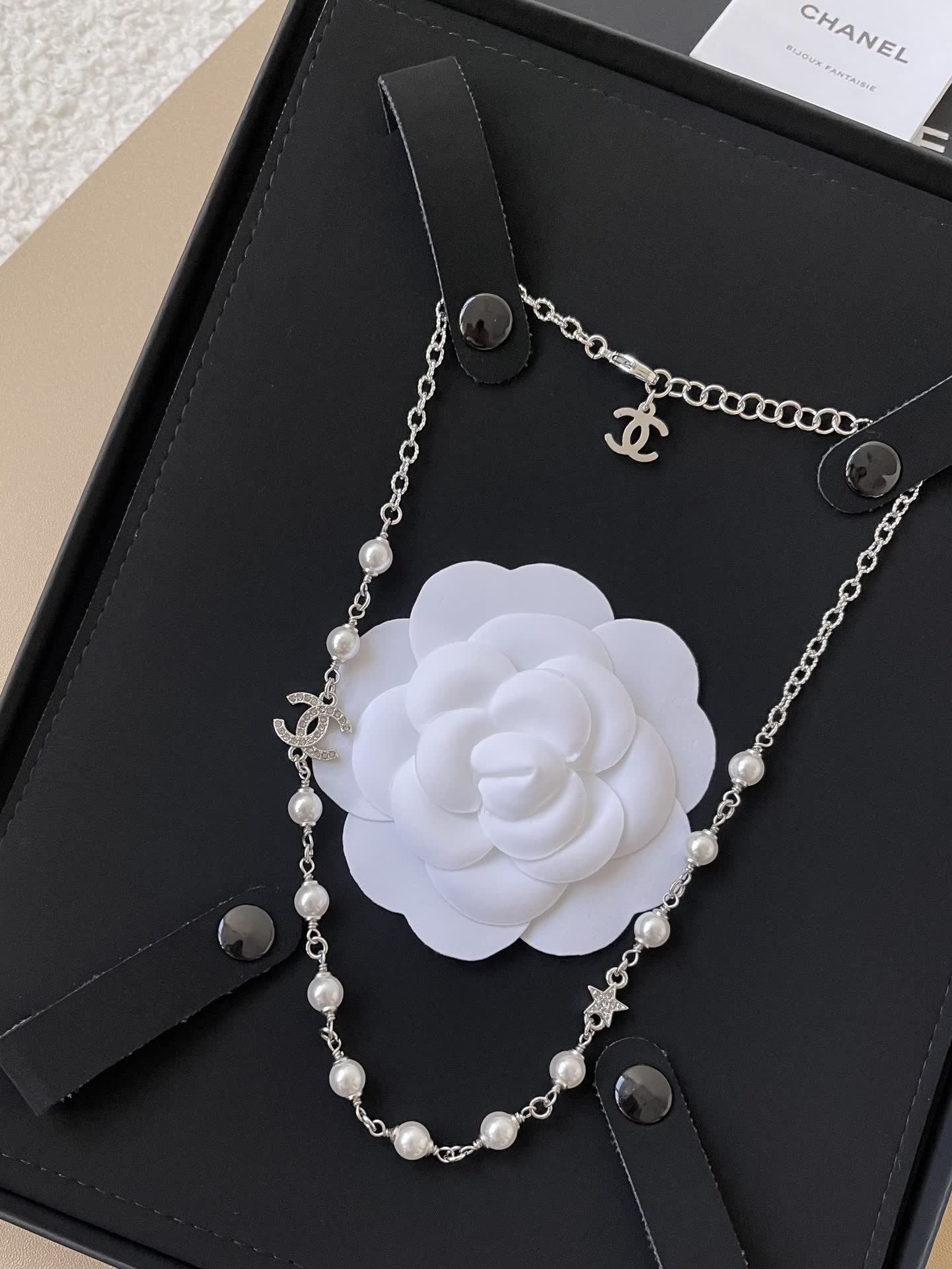 Chanel Pearl & CC Logo Necklace