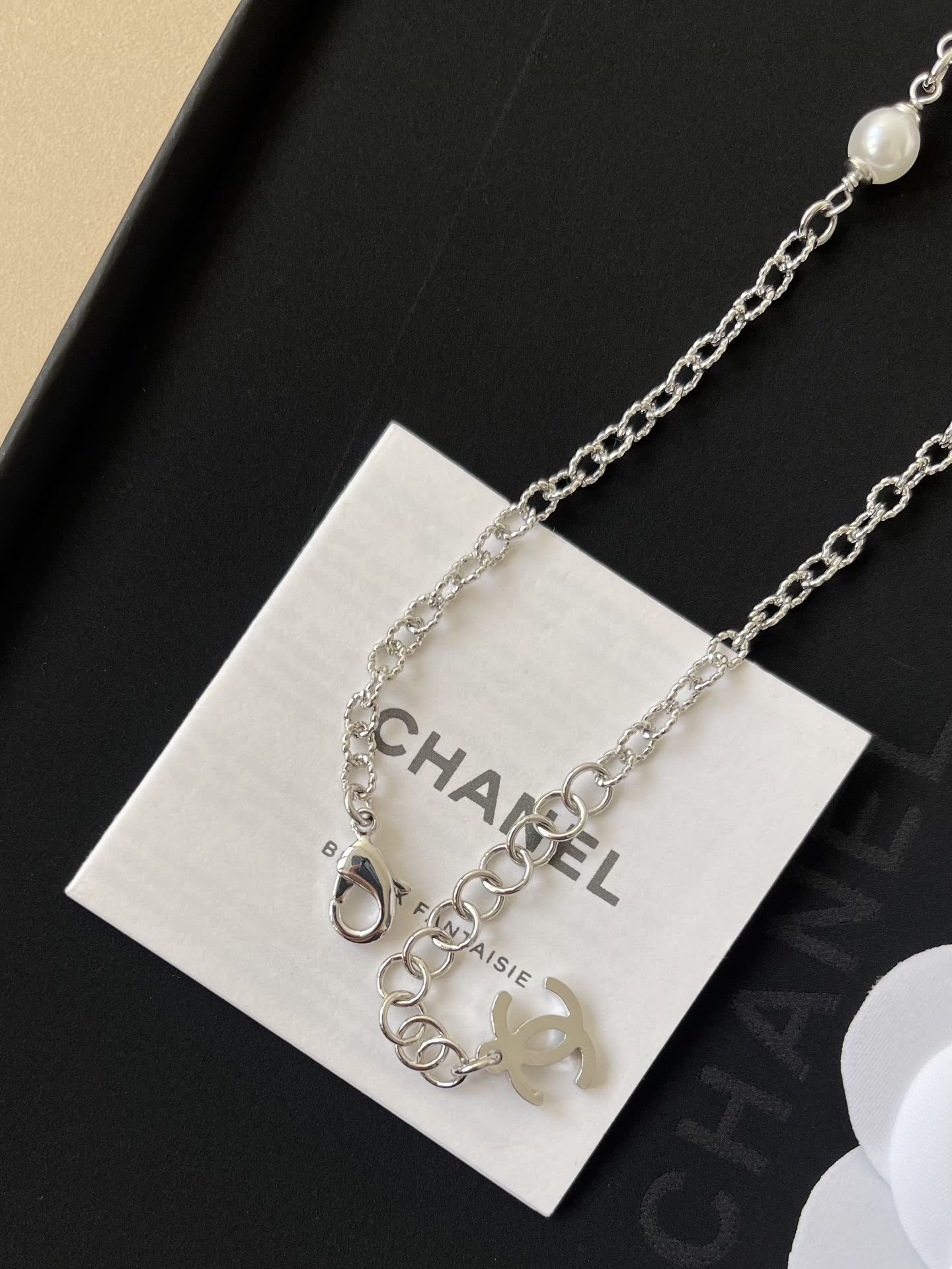 Chanel Pearl & CC Logo Necklace