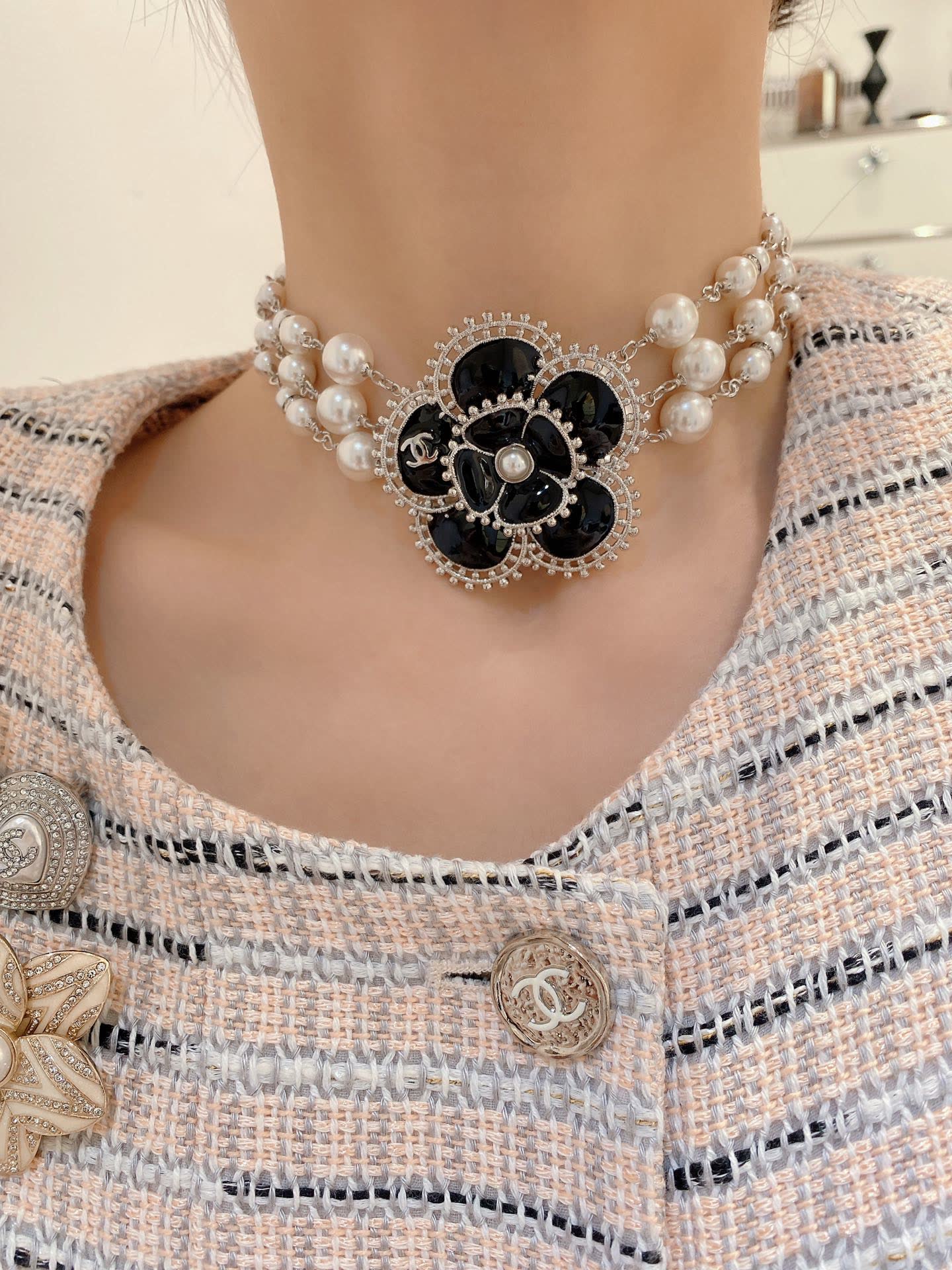 Chanel Pearl and Crystal Necklace
