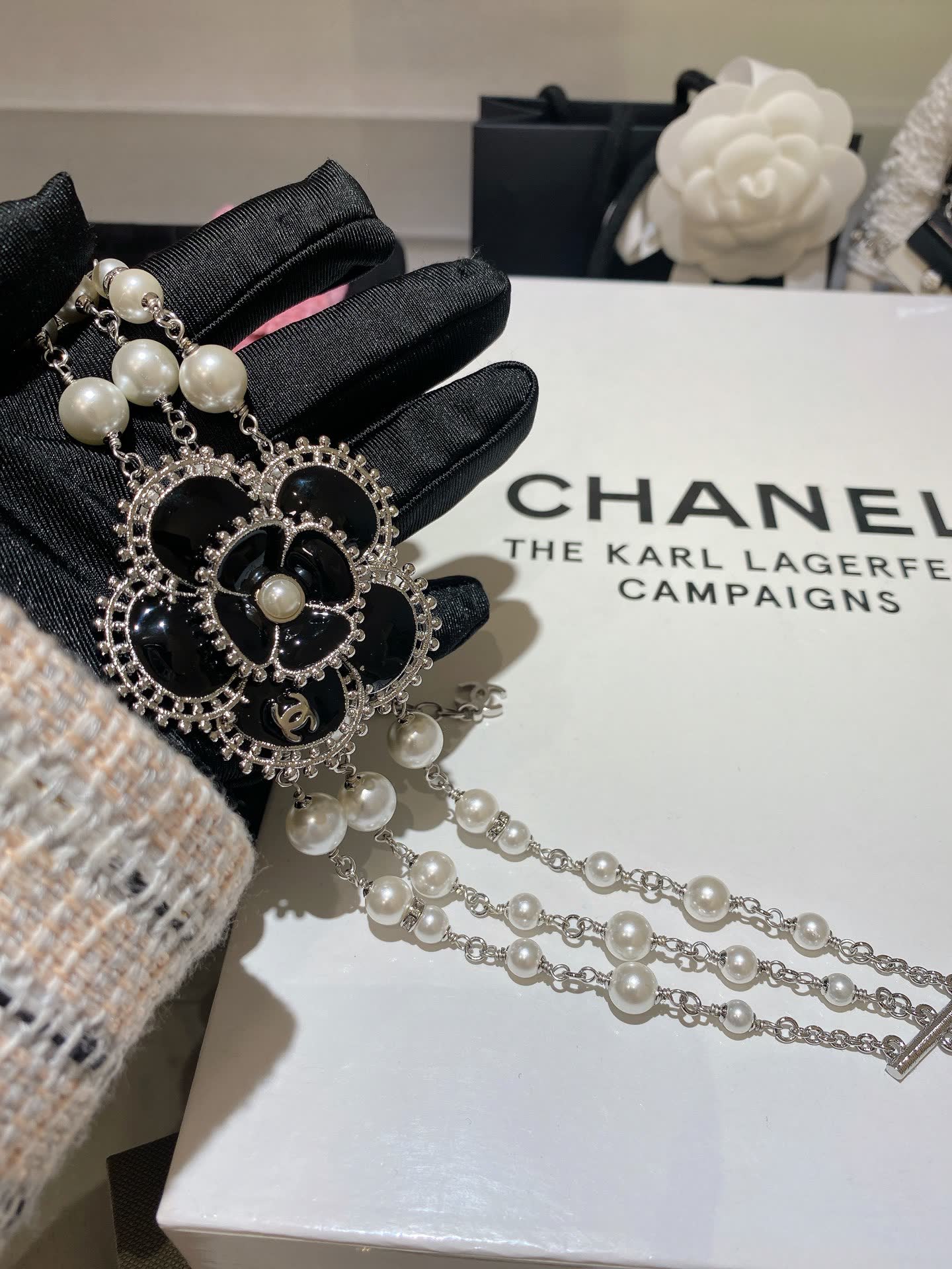 Chanel Pearl and Crystal Necklace