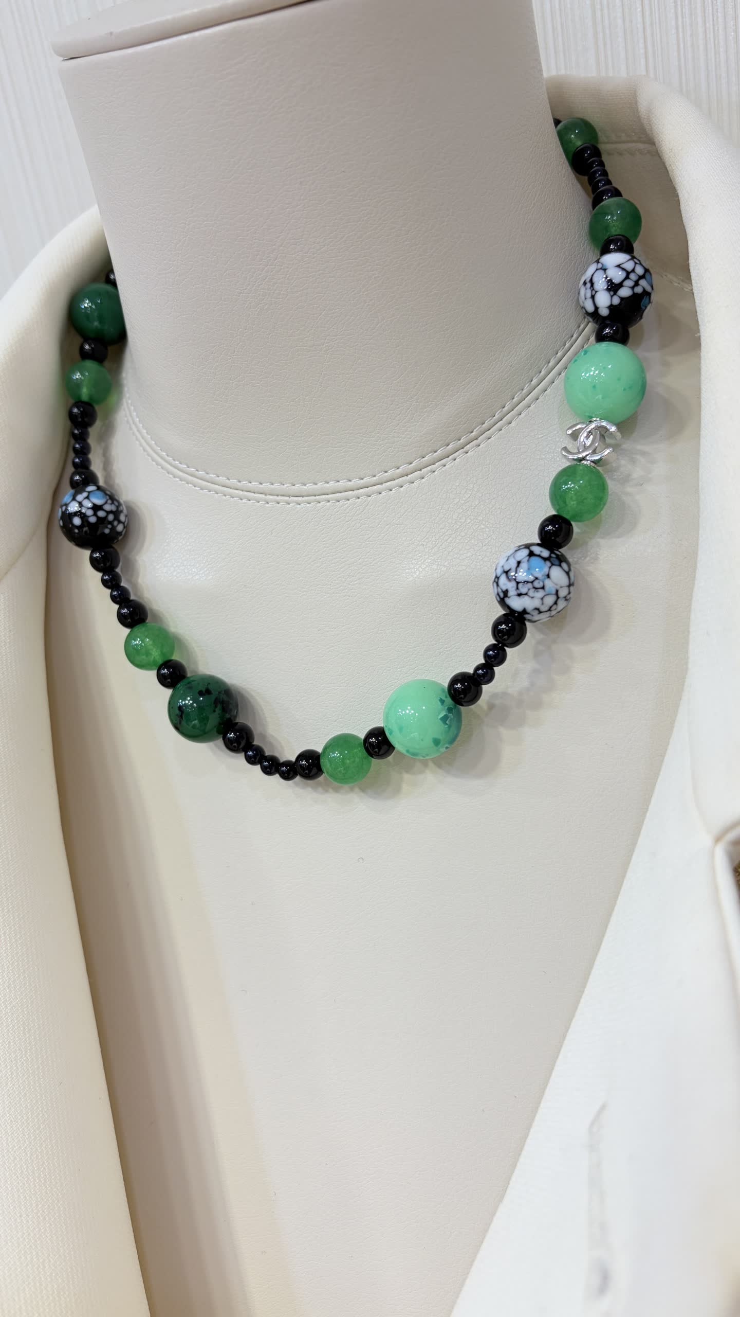 Chanel Green Beaded Necklace