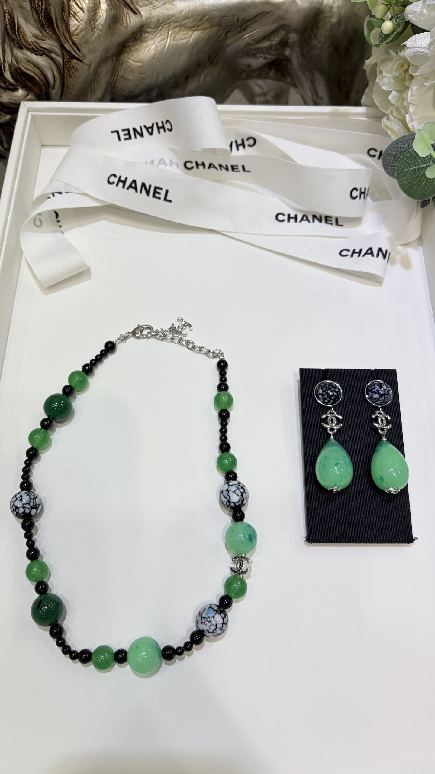 Chanel Green Beaded Necklace