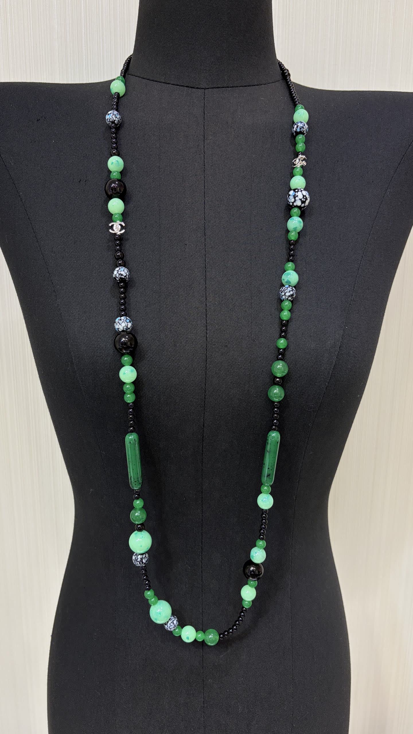 Chanel Green Beaded Necklace