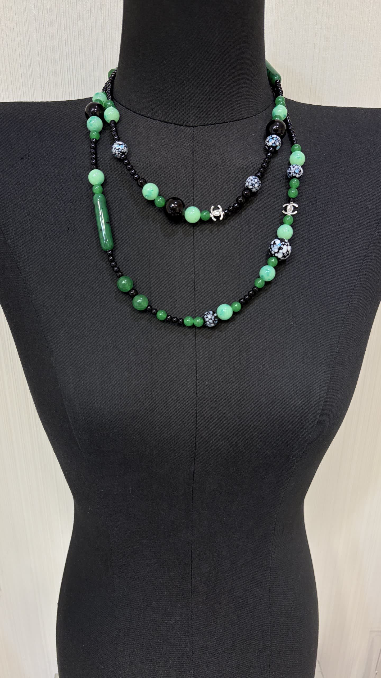 Chanel Green Beaded Necklace