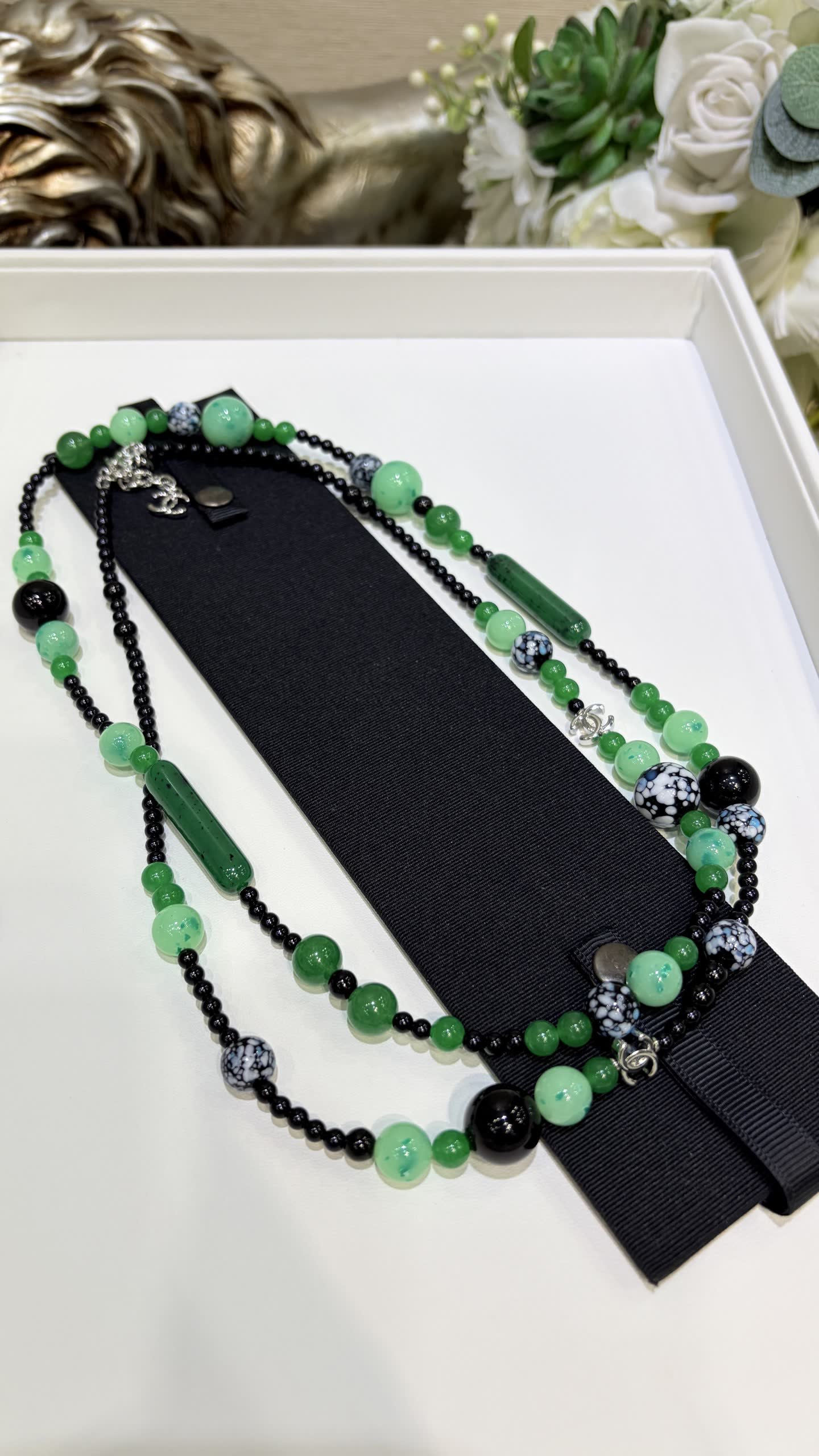 Chanel Green Beaded Necklace