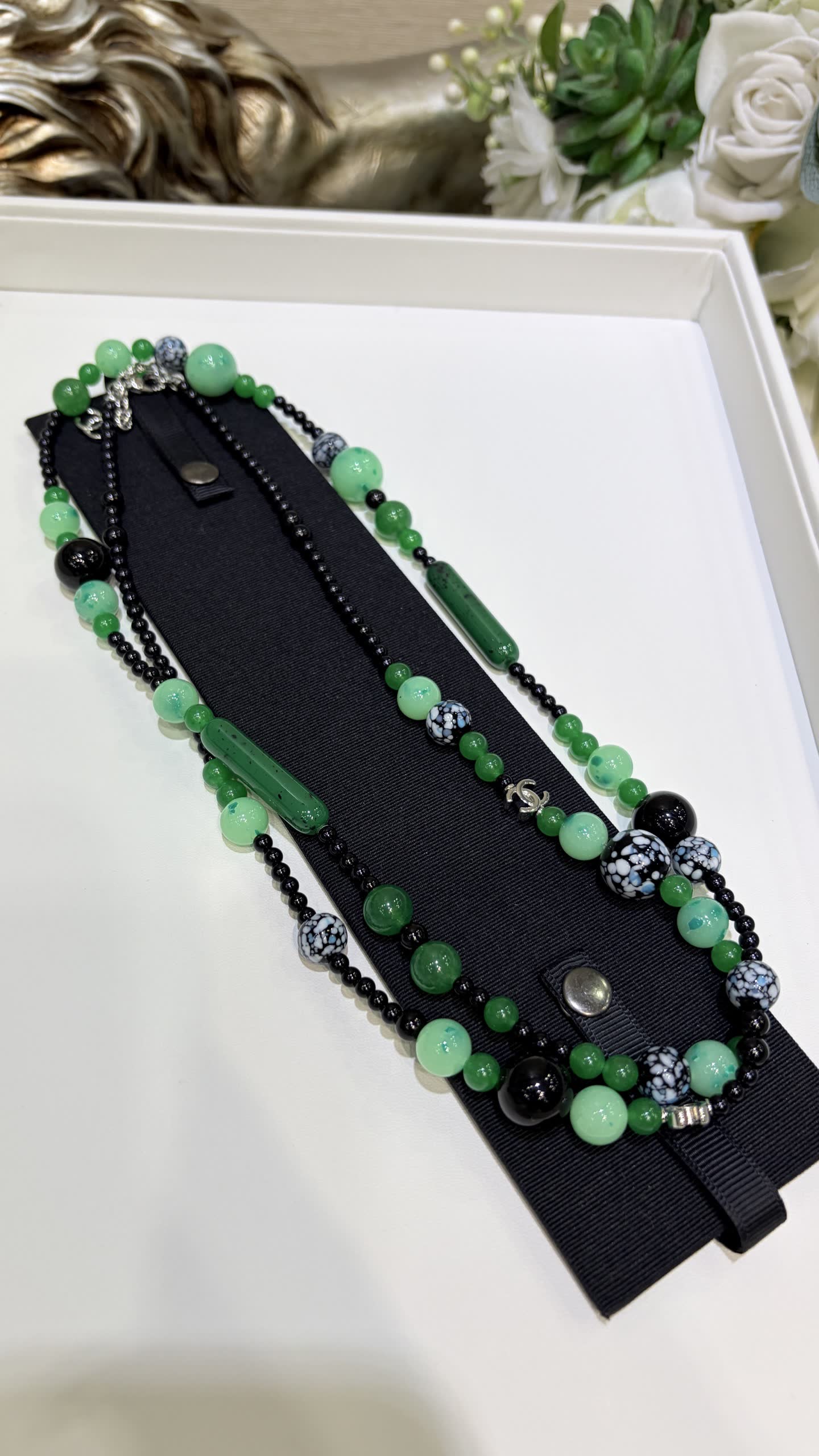 Chanel Green Beaded Necklace