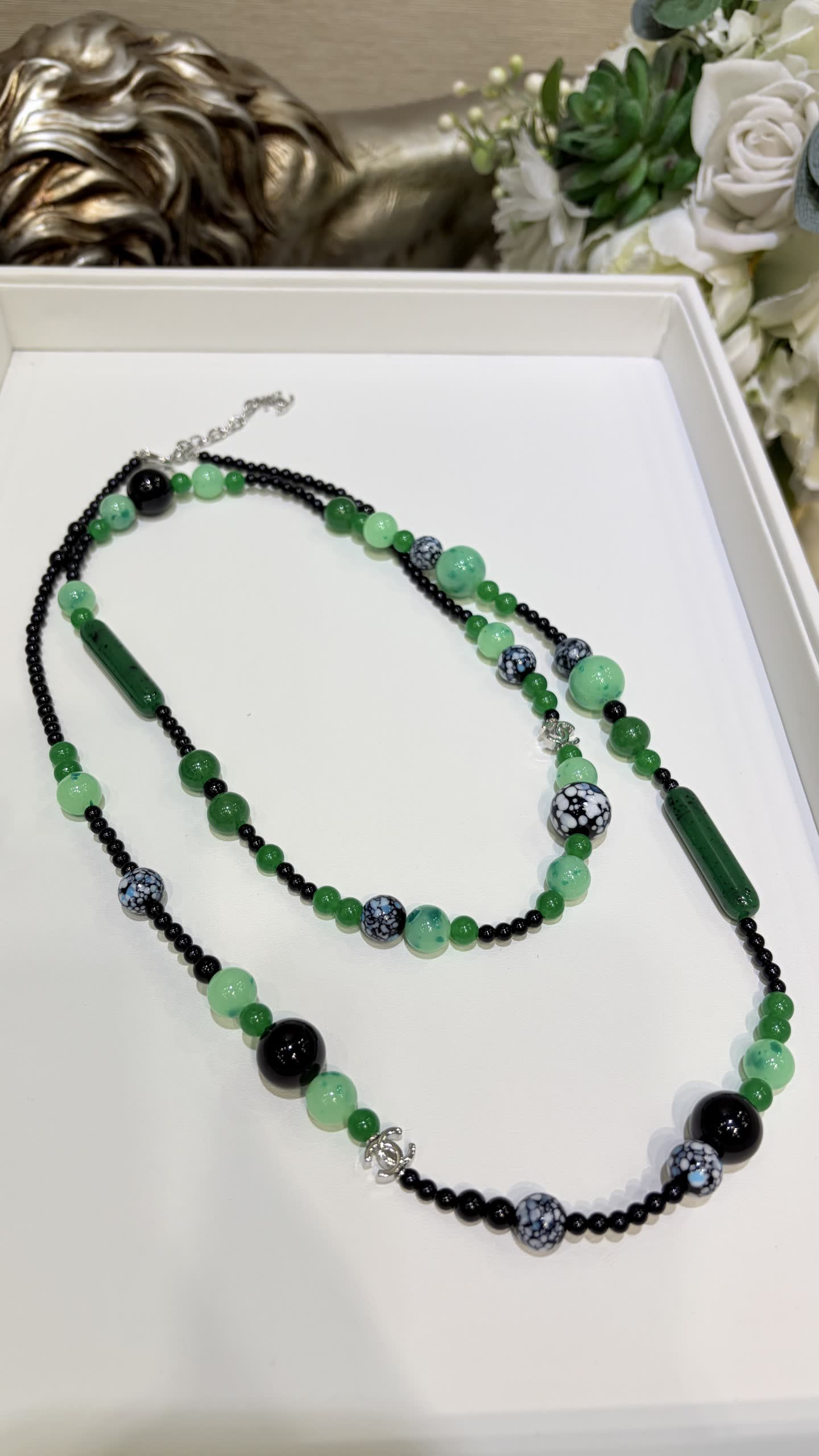 Chanel Green Beaded Necklace