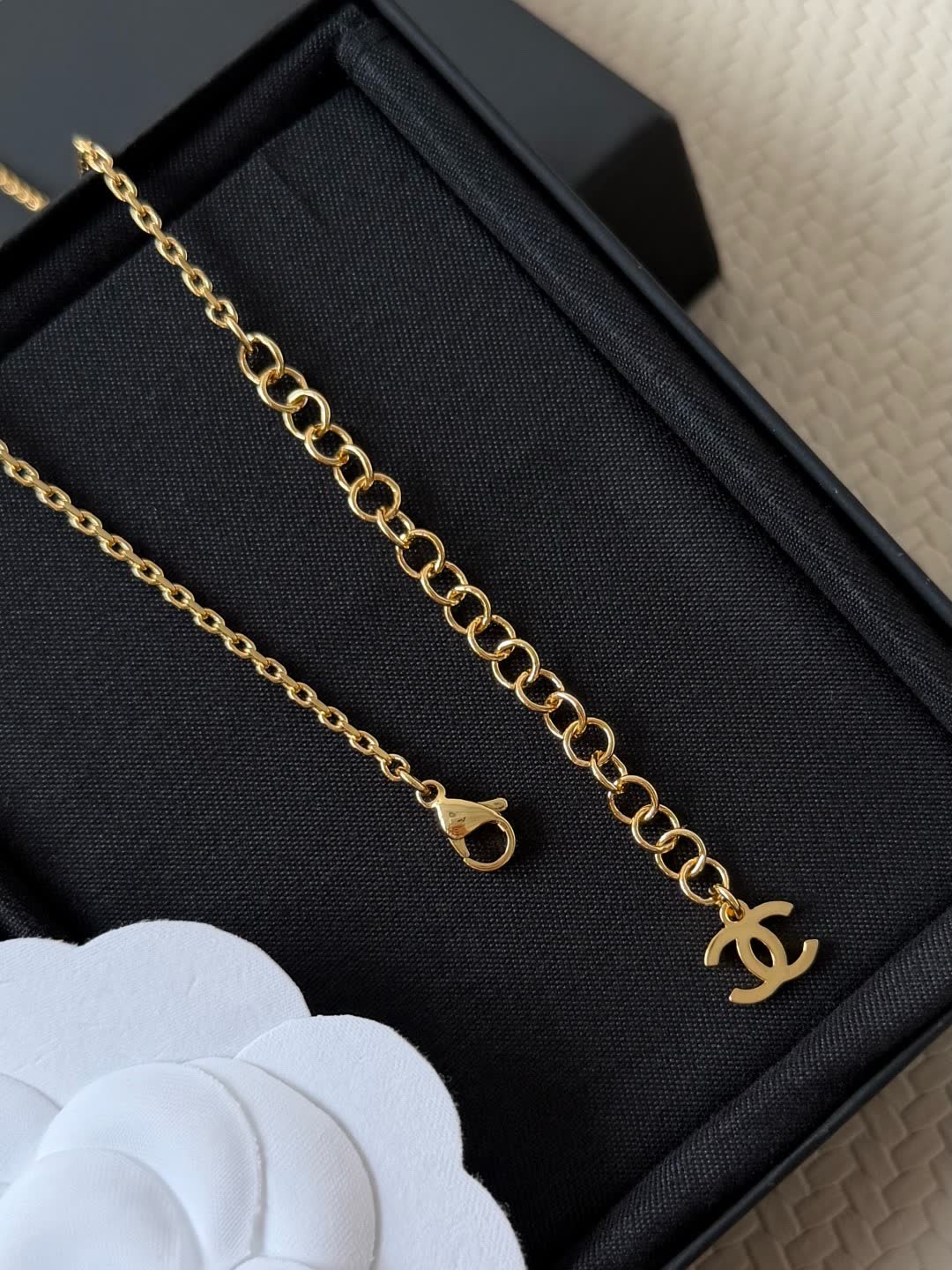 Chanel Red Flower Pendant Necklace