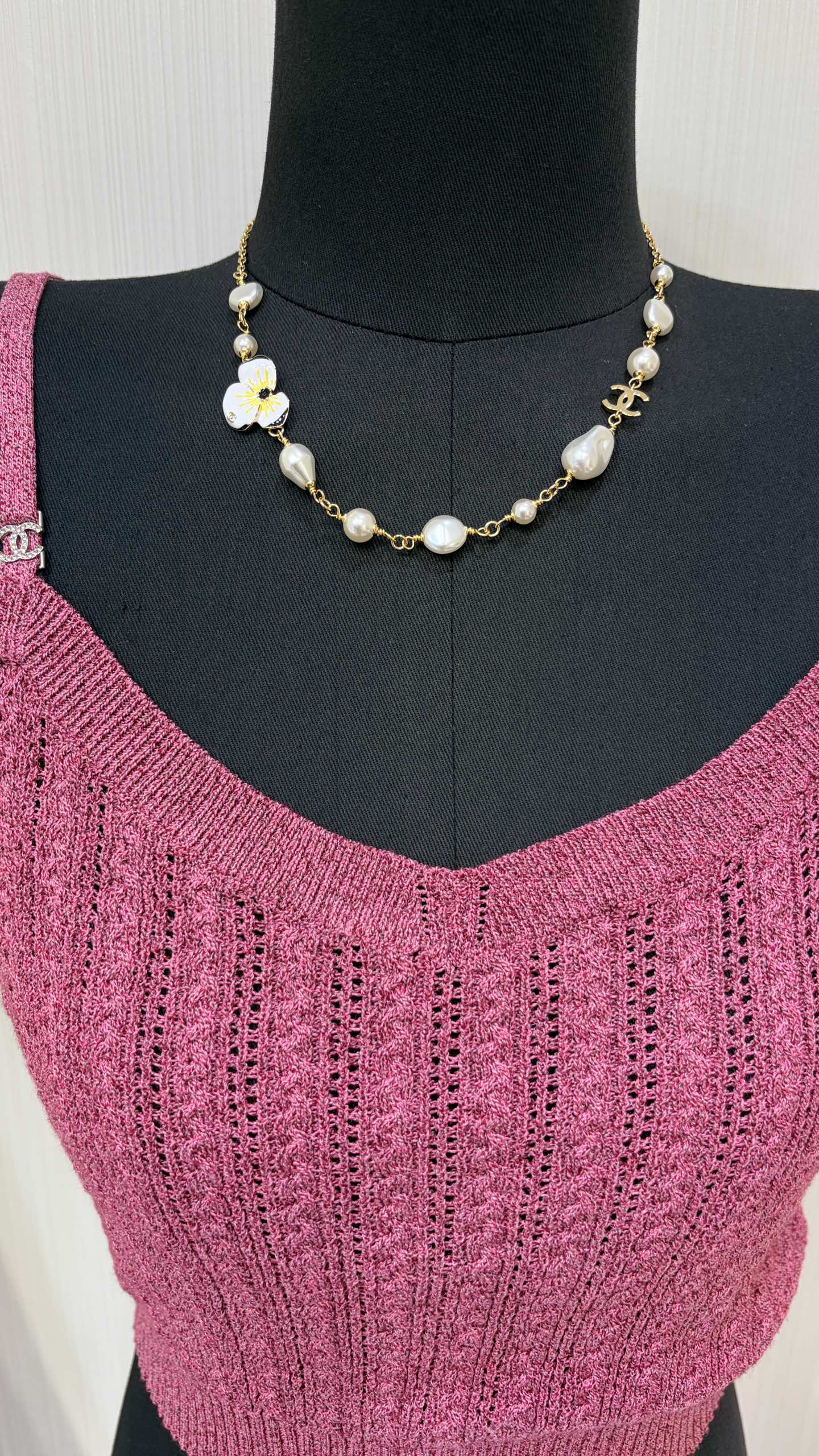 Chanel Pearl and Flower Necklace