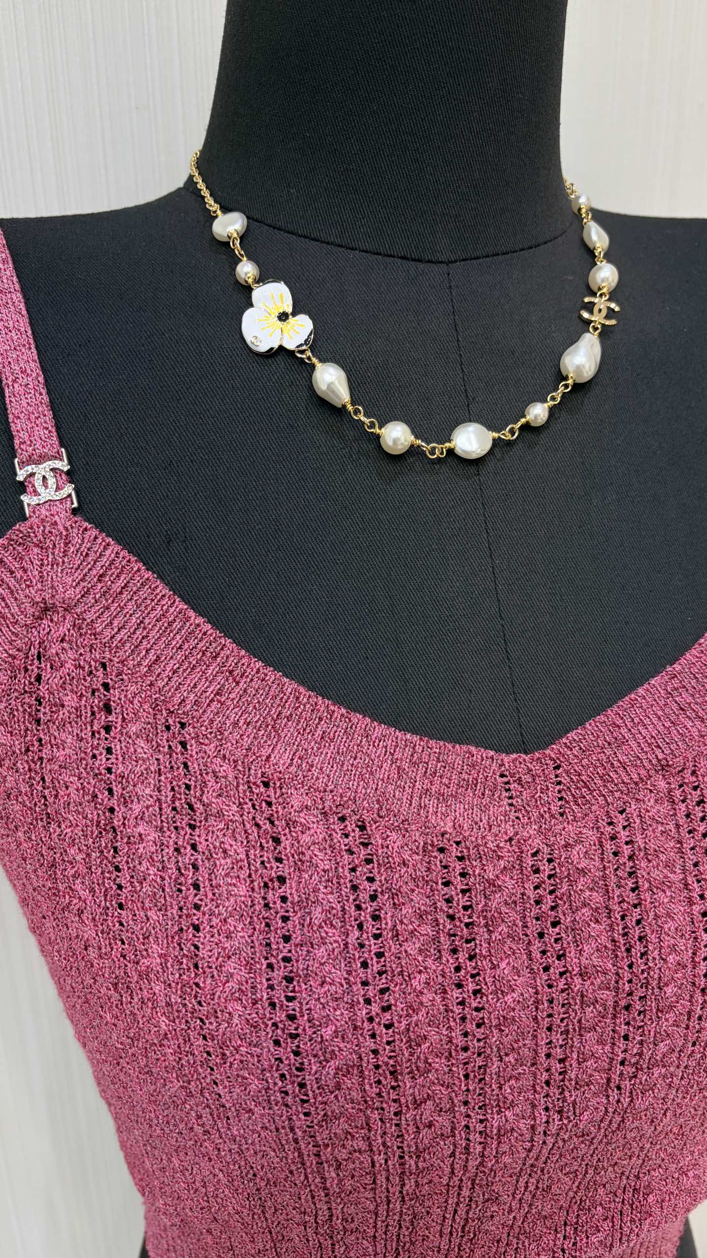 Chanel Pearl and Flower Necklace