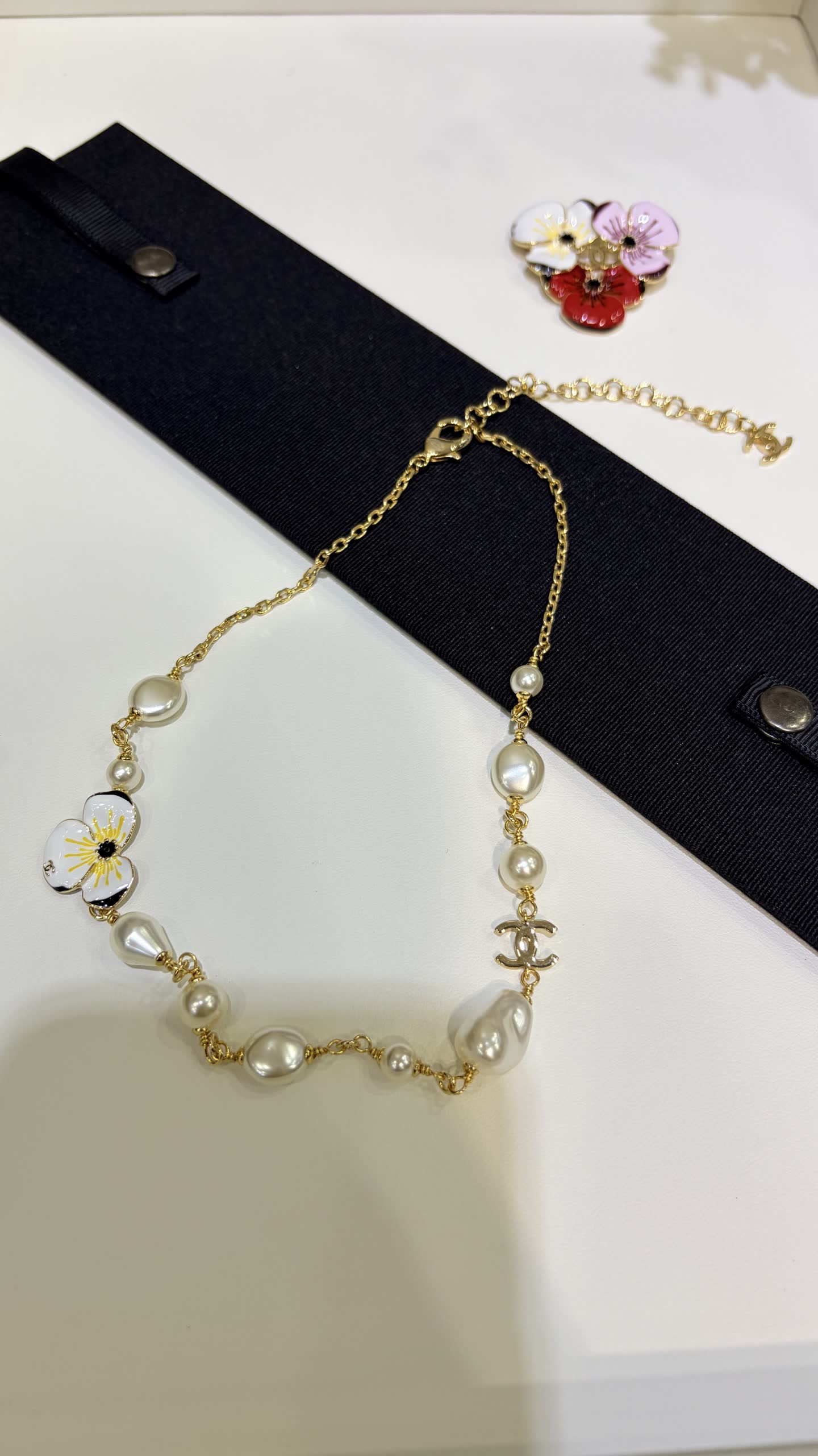 Chanel Pearl and Flower Necklace