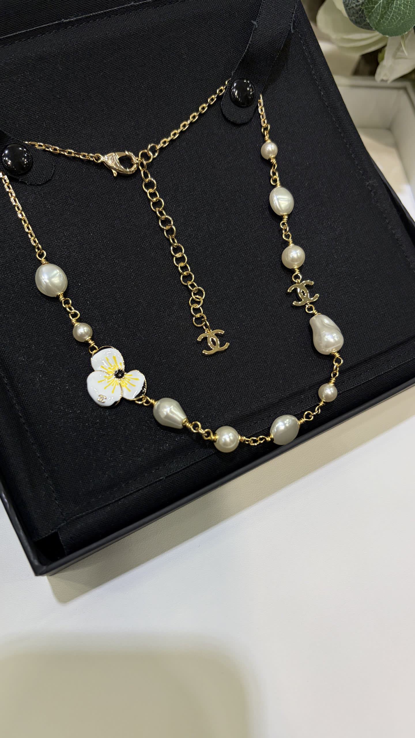 Chanel Pearl and Flower Necklace