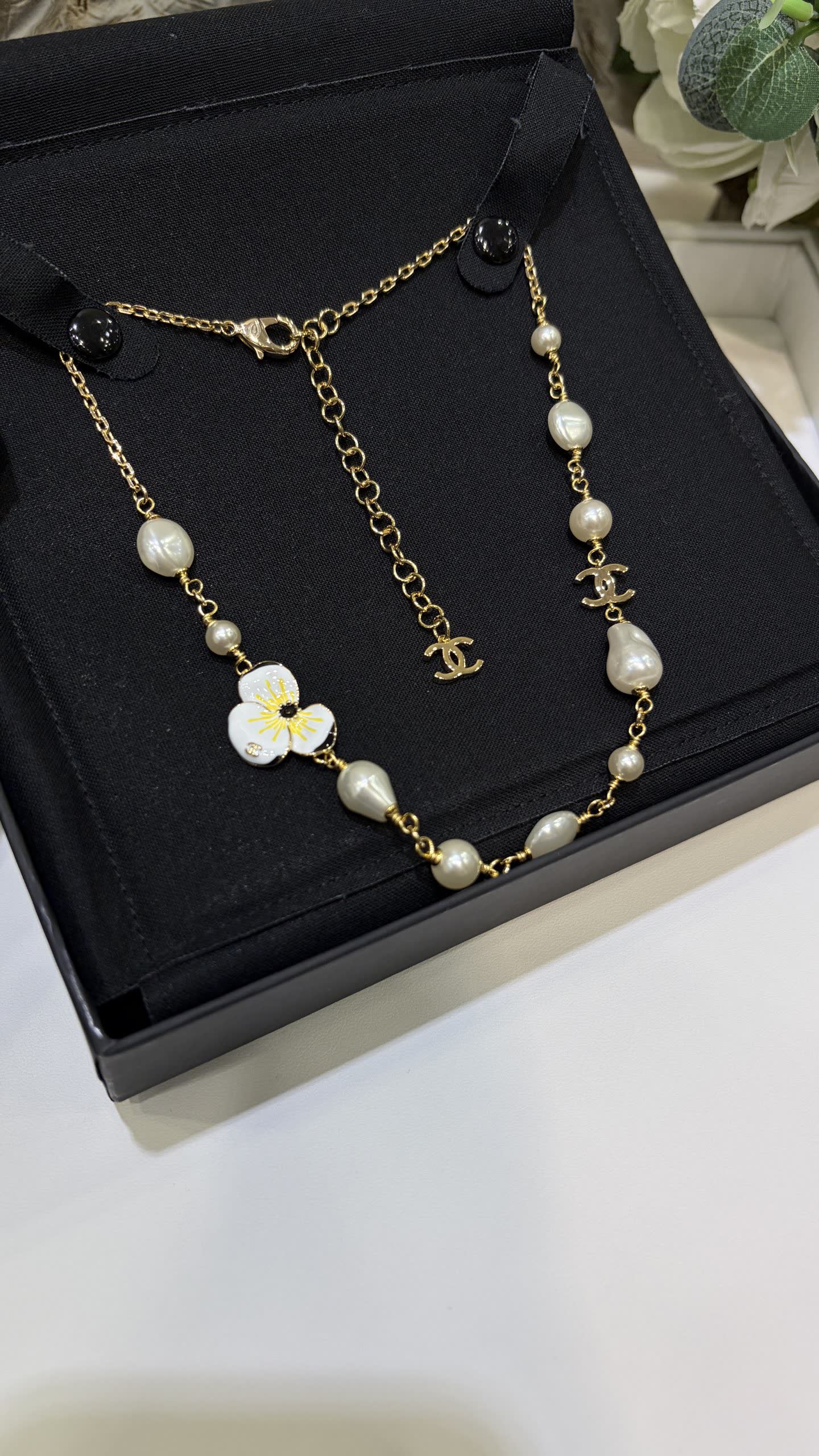 Chanel Pearl and Flower Necklace