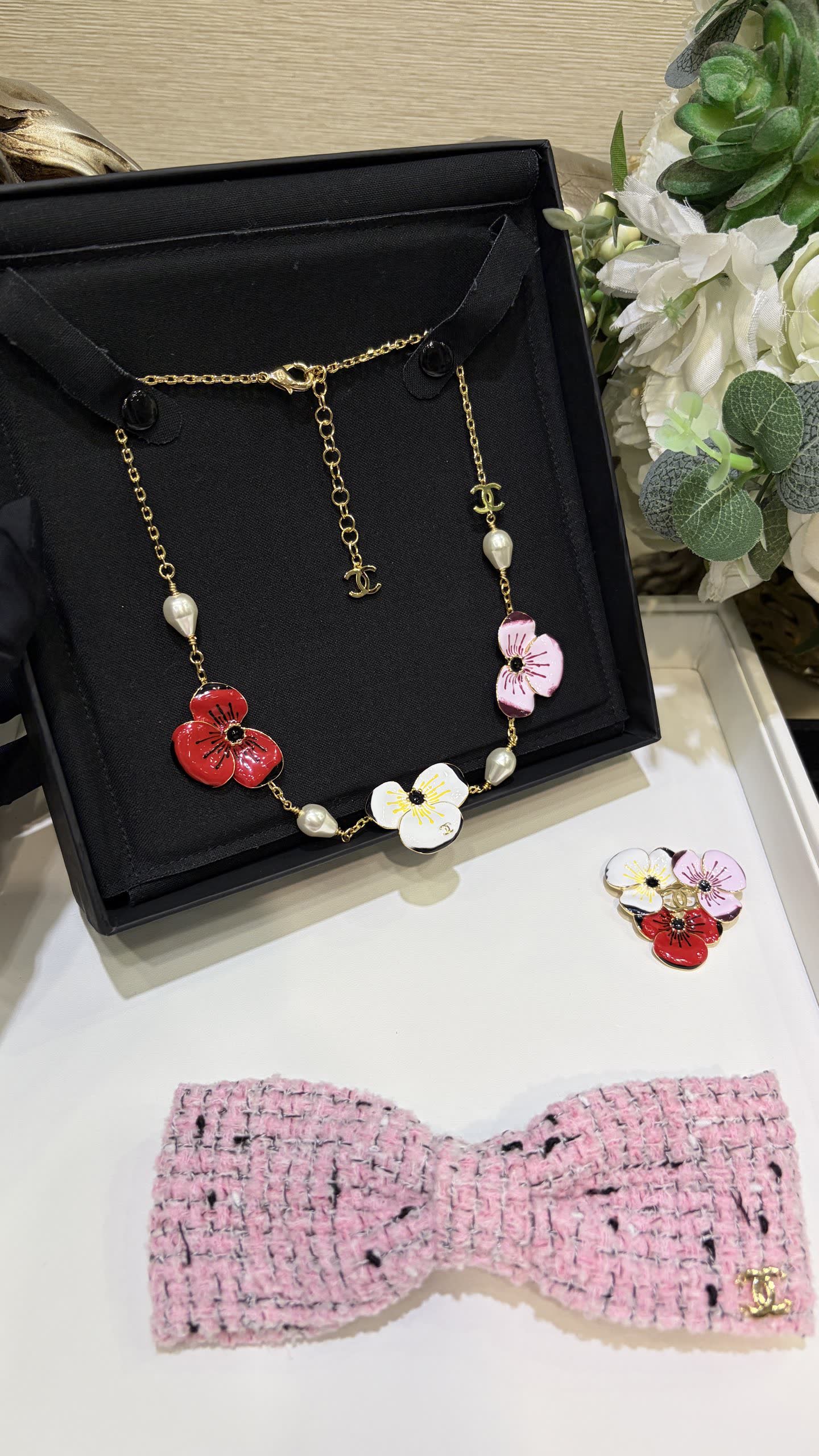 Chanel Pink Flower Necklace