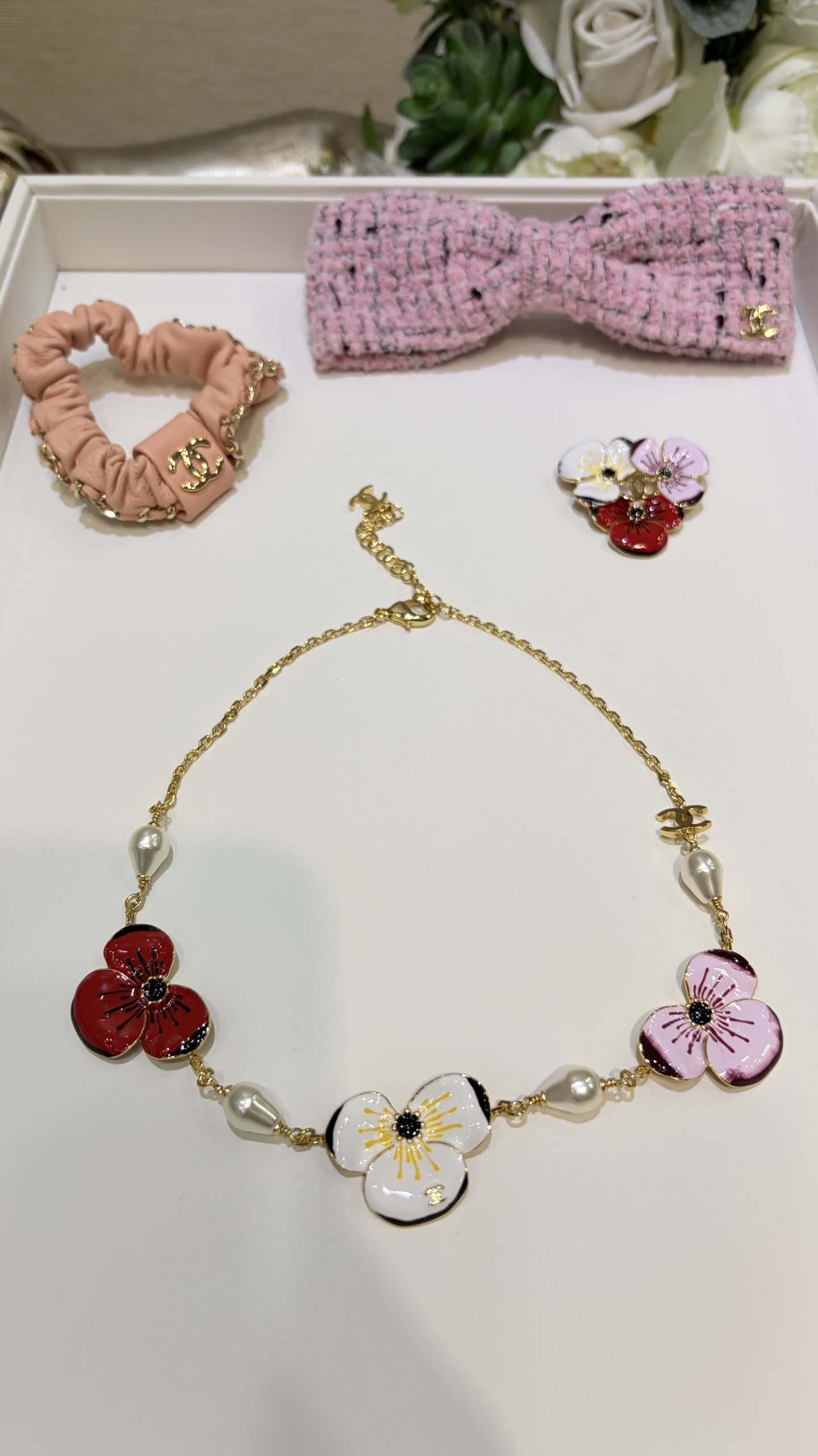 Chanel Pink Flower Necklace