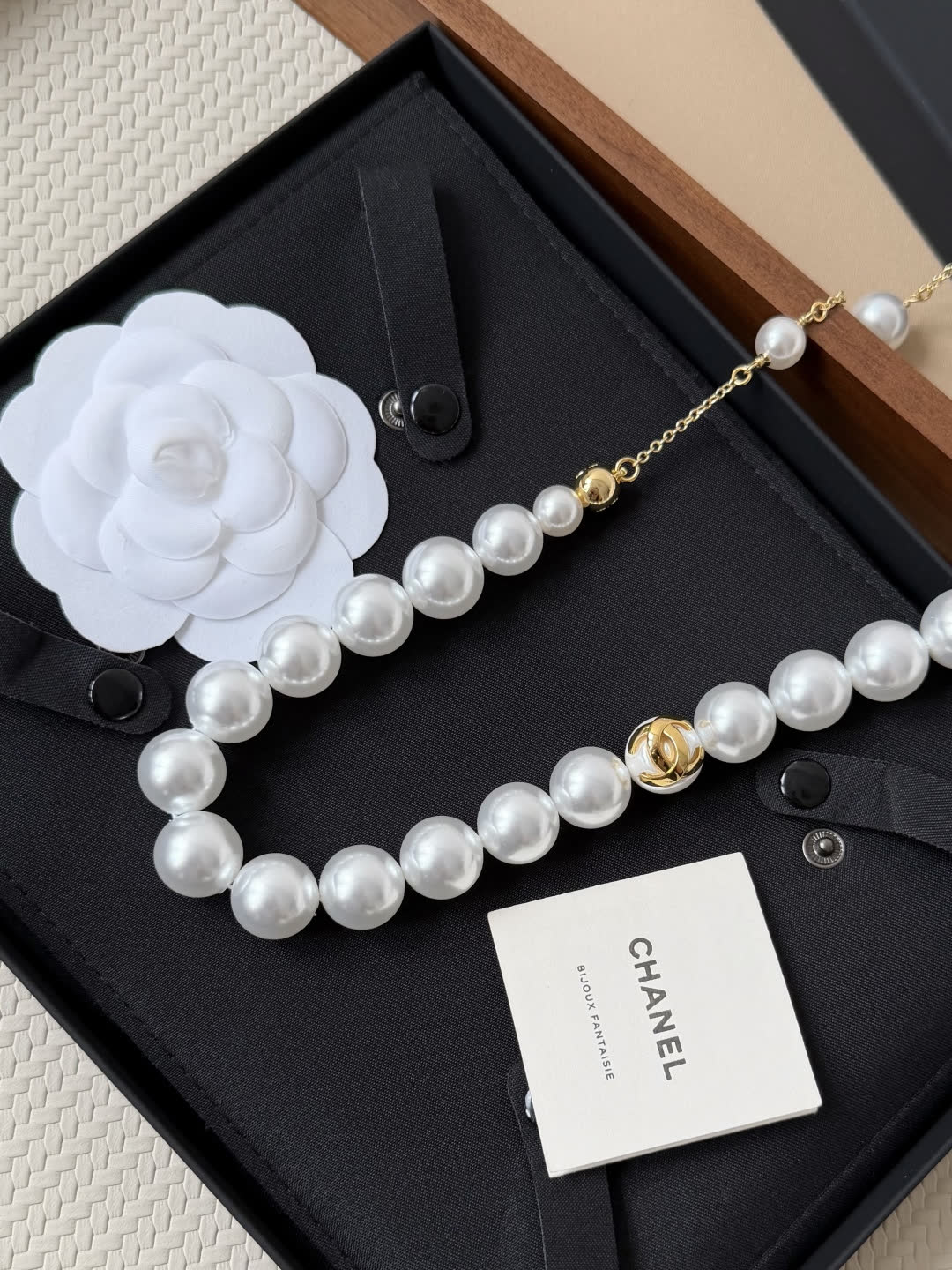 Chanel Chic Pearl Necklace with Gold Accents