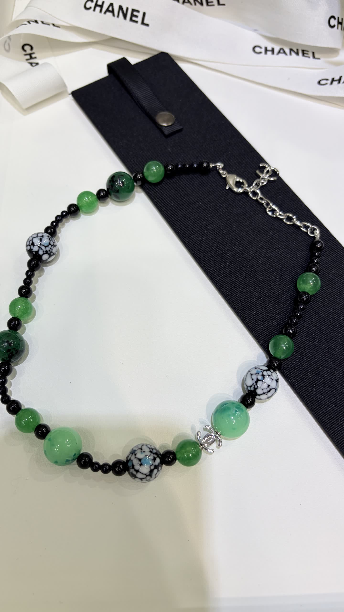 Chanel Green Beaded Necklace