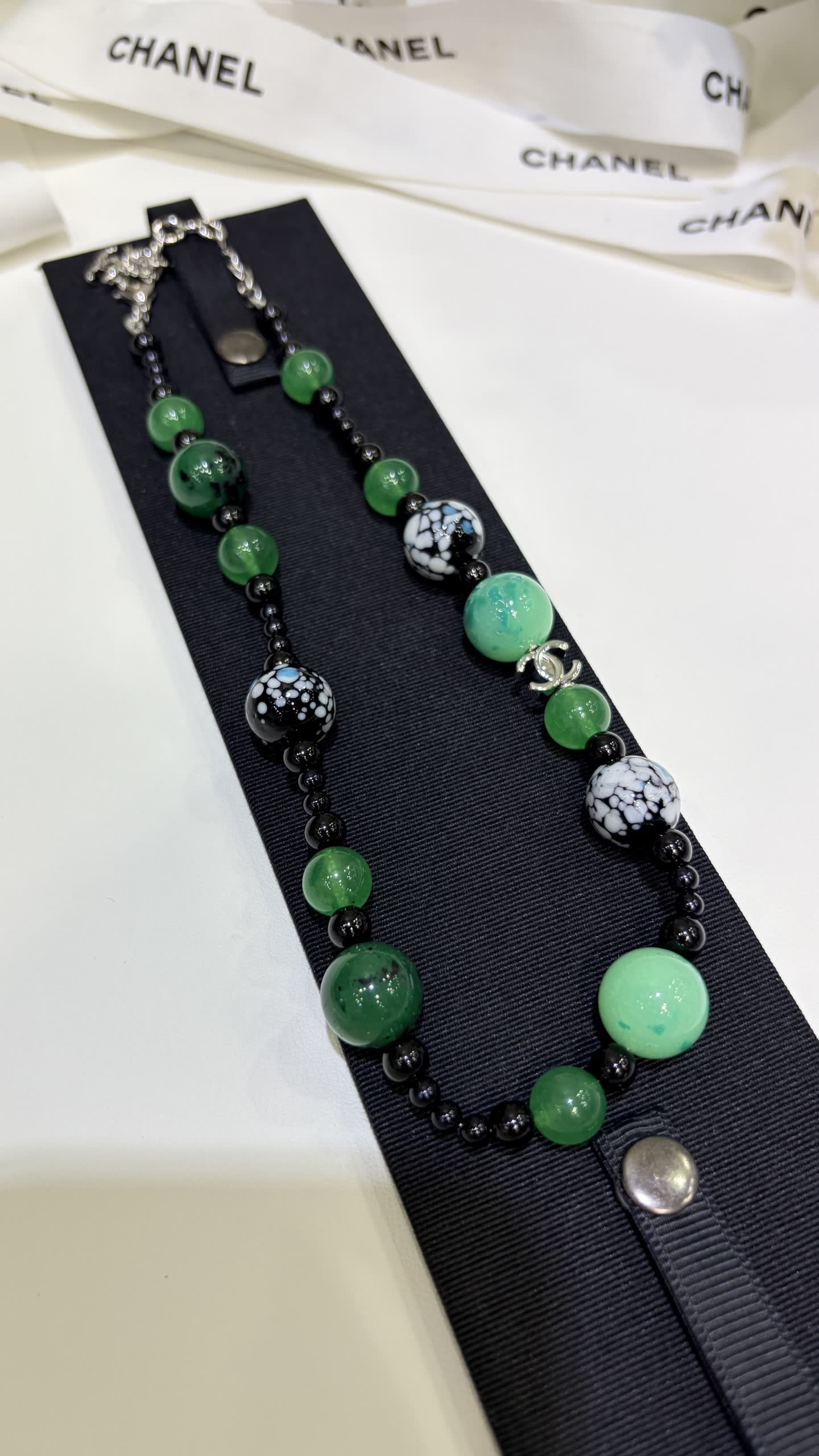 Chanel Green Beaded Necklace