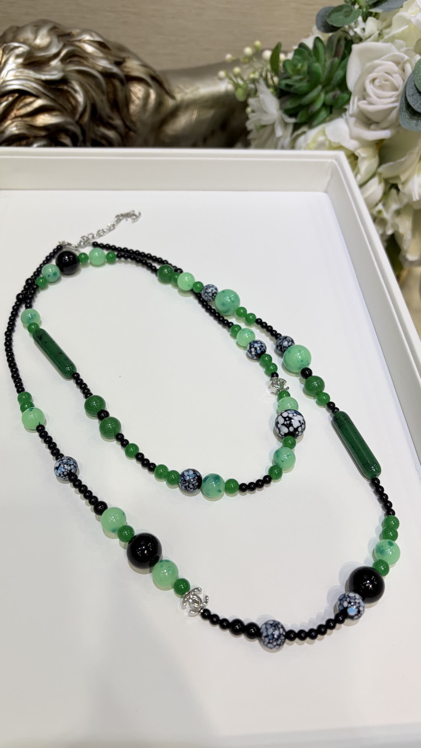 Chanel Green Beaded Necklace