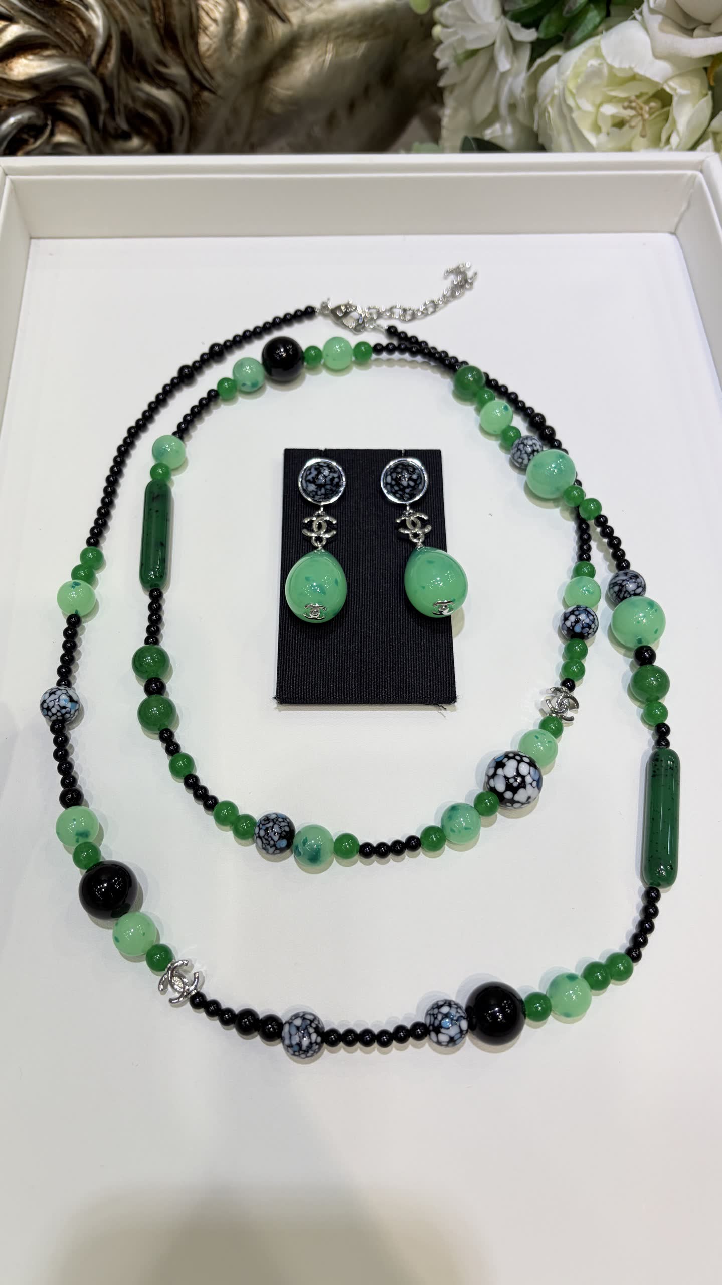 Chanel Green Beaded Necklace