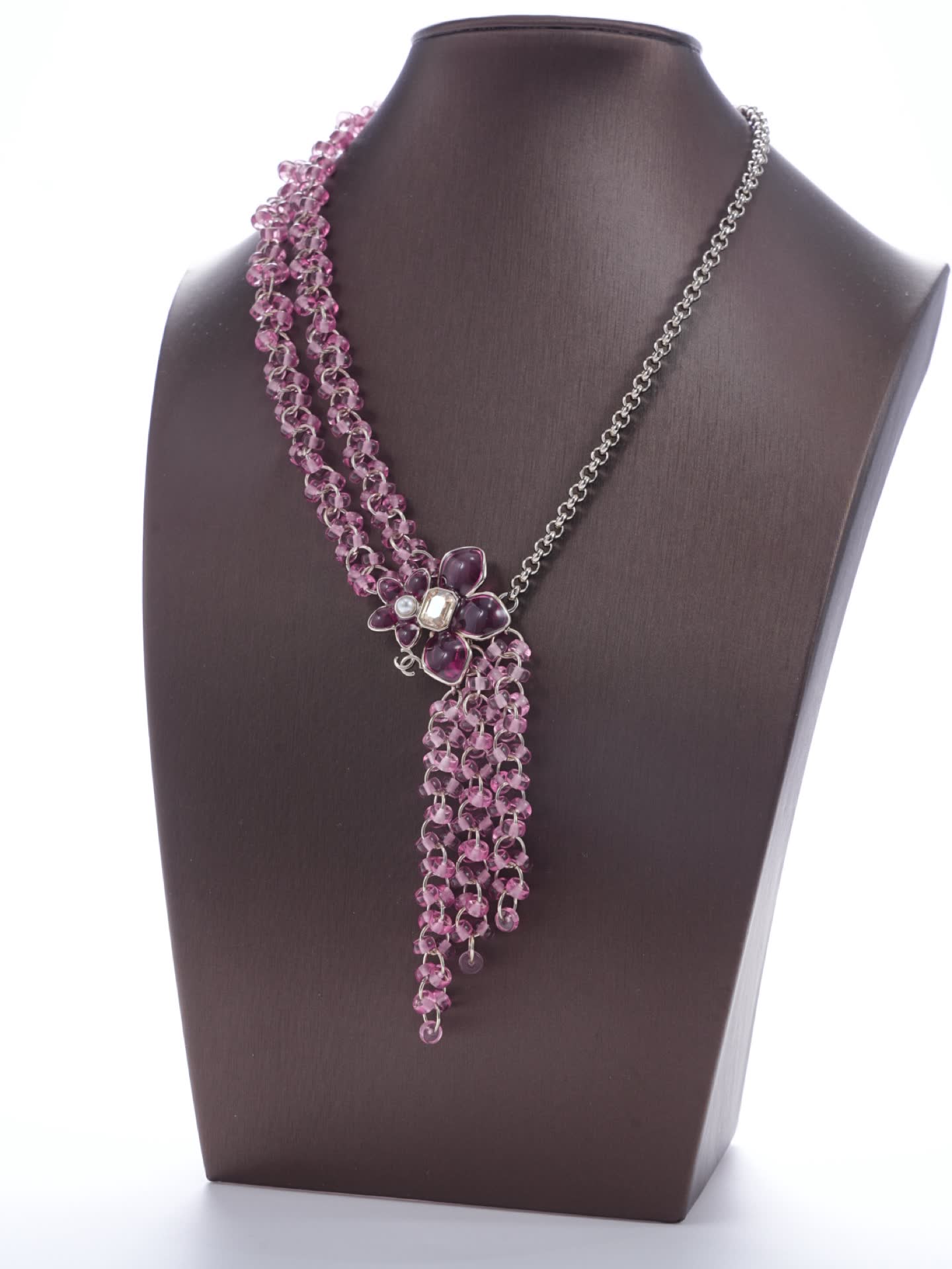 Chanel Purple Crystal Tassel Necklace