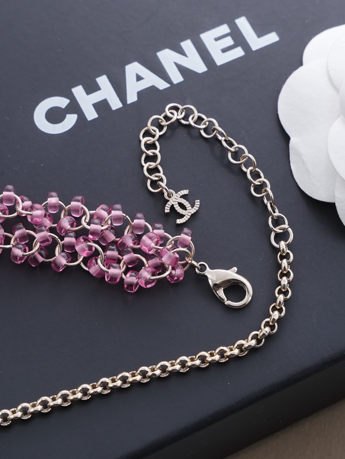 Chanel Purple Crystal Tassel Necklace