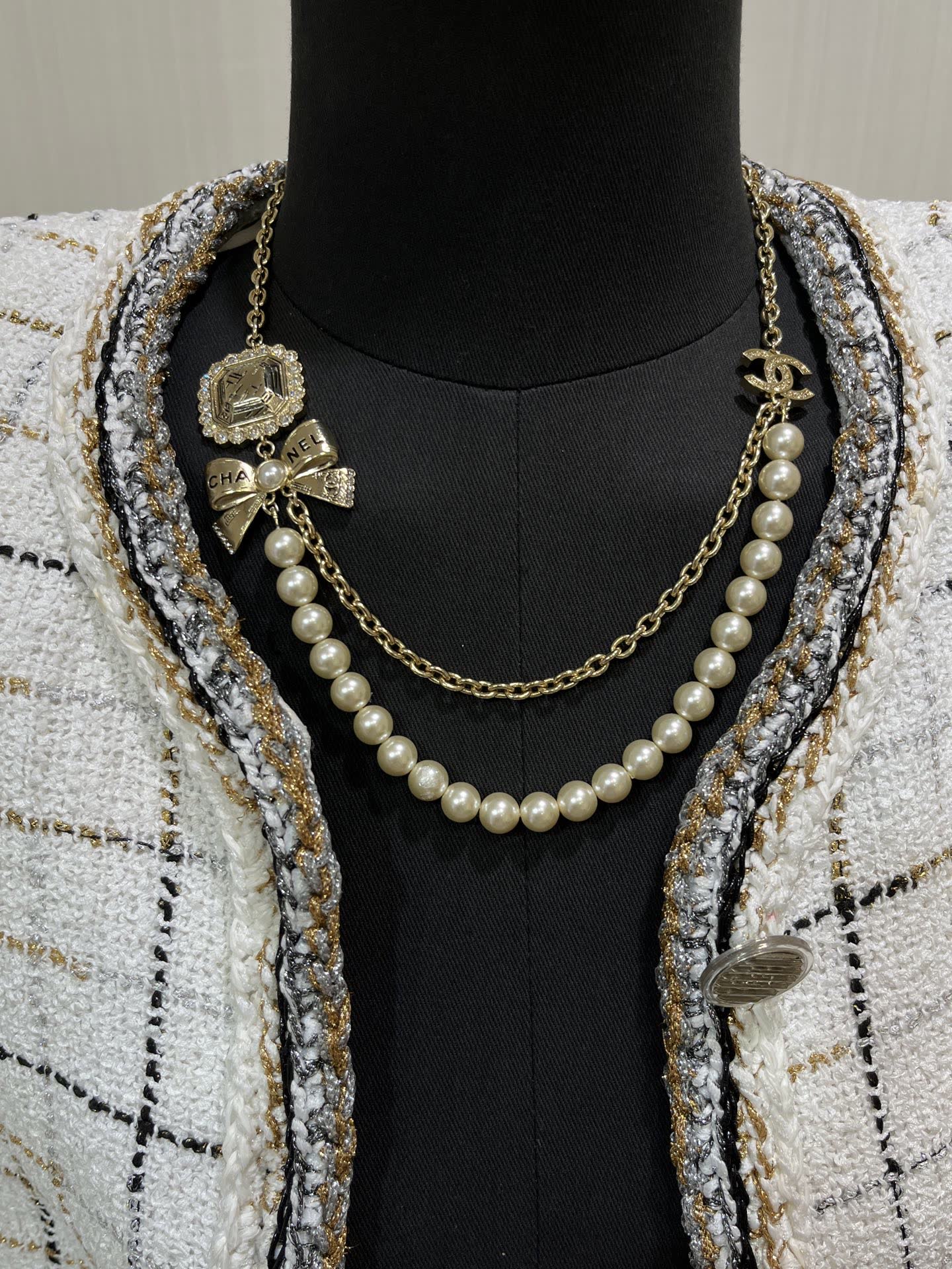 Chanel Pearl and Chain Necklace
