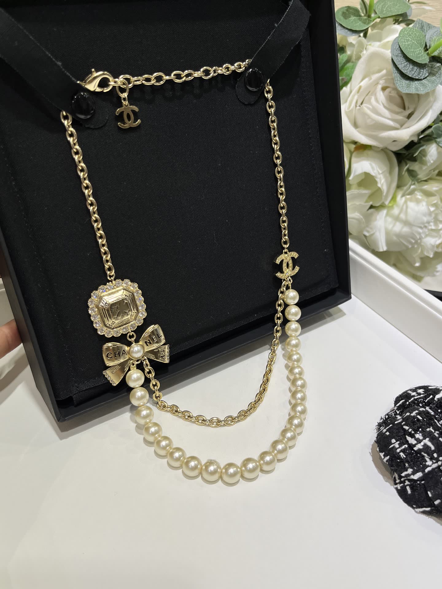 Chanel Pearl and Chain Necklace